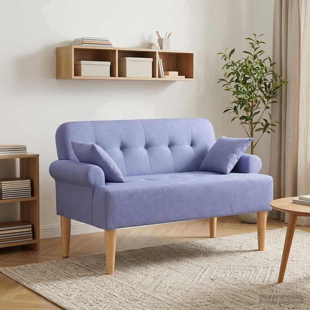 vidaXL Zweisitzer mit Knopfheftung Jeans blau 120 x 65 x 79 cm Stoff