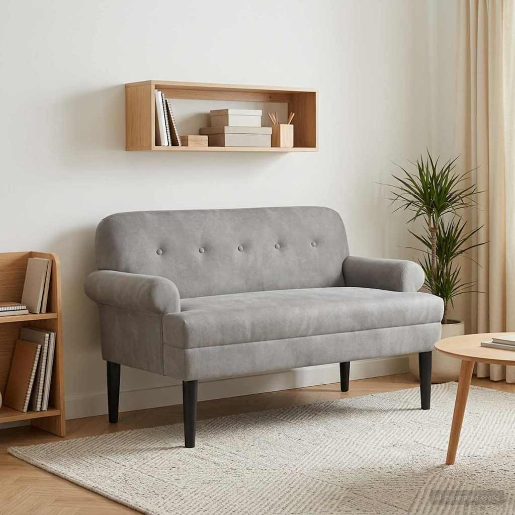 vidaXL Zweisitzer mit Knopfheftung Hellgrau 120 x 66 x 78 cm Samt