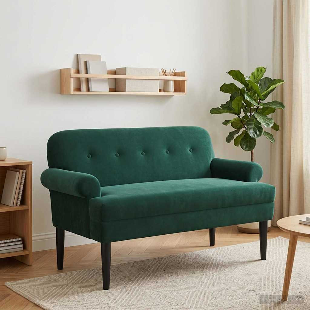 vidaXL Zweisitzer mit Knopfheftung Dunkelgrün 120 x 66 x 78 cm Samt