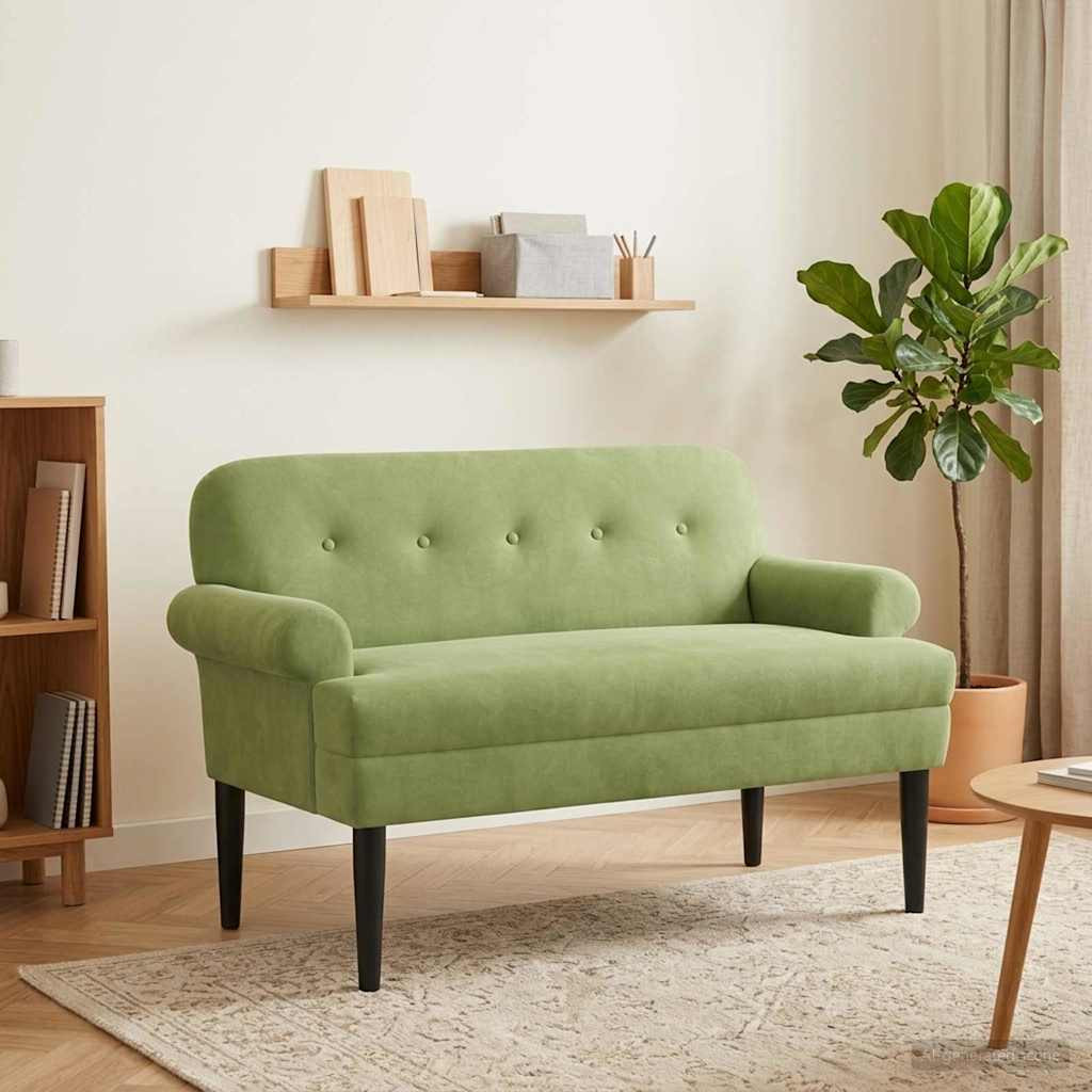 vidaXL Zweisitzer mit Knopfheftung Hellgrün 120 x 66 x 78 cm Samt