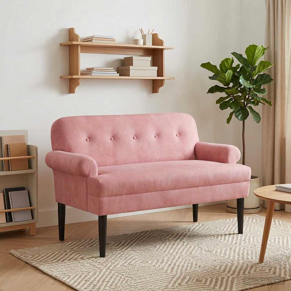 vidaXL Zweisitzer mit Knopfheftung Rosa 120 x 66 x 78 cm Samt