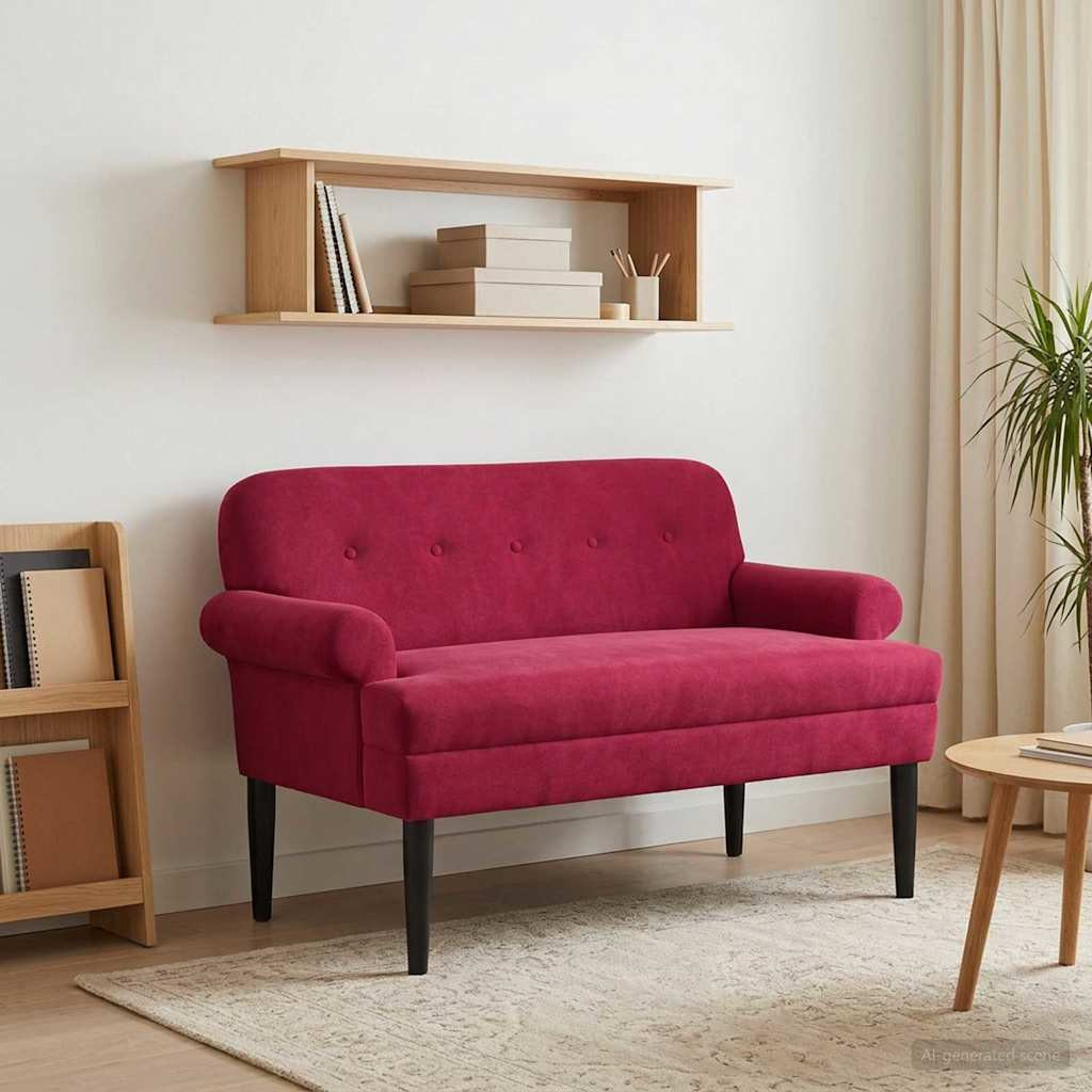 vidaXL Zweisitzer mit Knopfheftung Weinrot 120 x 66 x 78 cm Samt