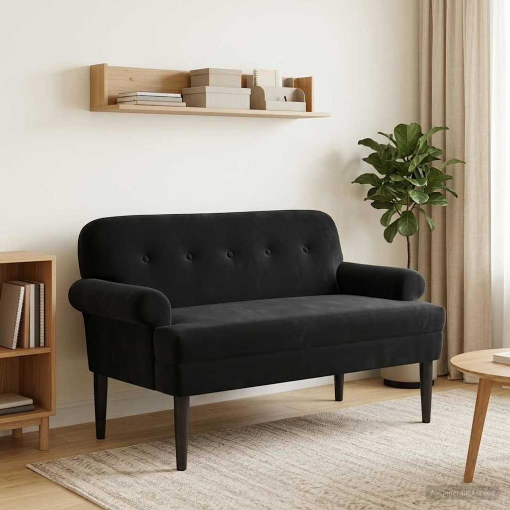 vidaXL Zweisitzer mit Knopfheftung Schwarz 120 x 66 x 78 cm Samt