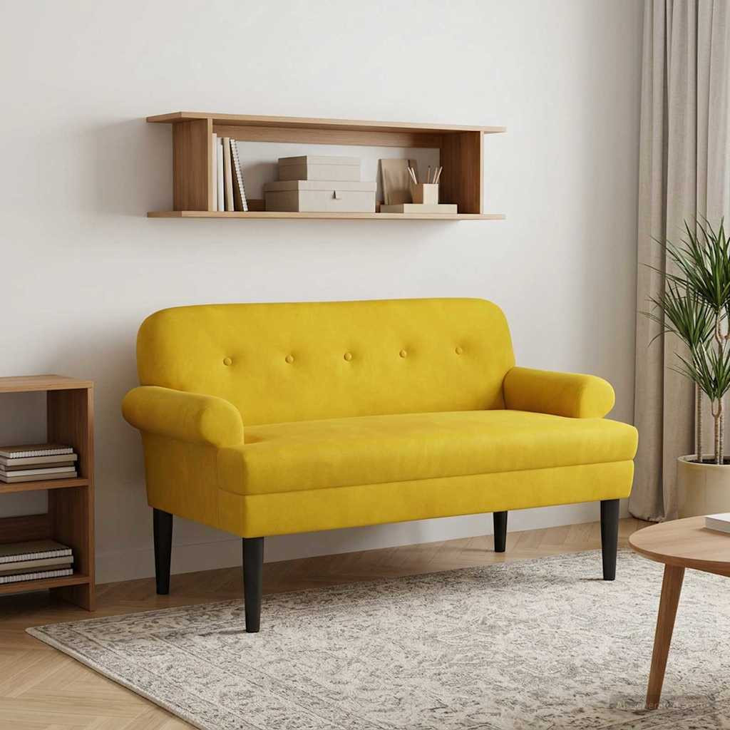 vidaXL Zweisitzer mit Knopfheftung Gelb 120 x 66 x 78 cm Samt