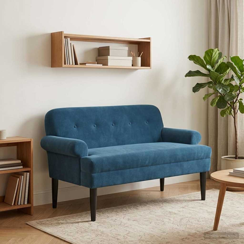 vidaXL Zweisitzer mit Knopfheftung Blau 120 x 66 x 78 cm Samt