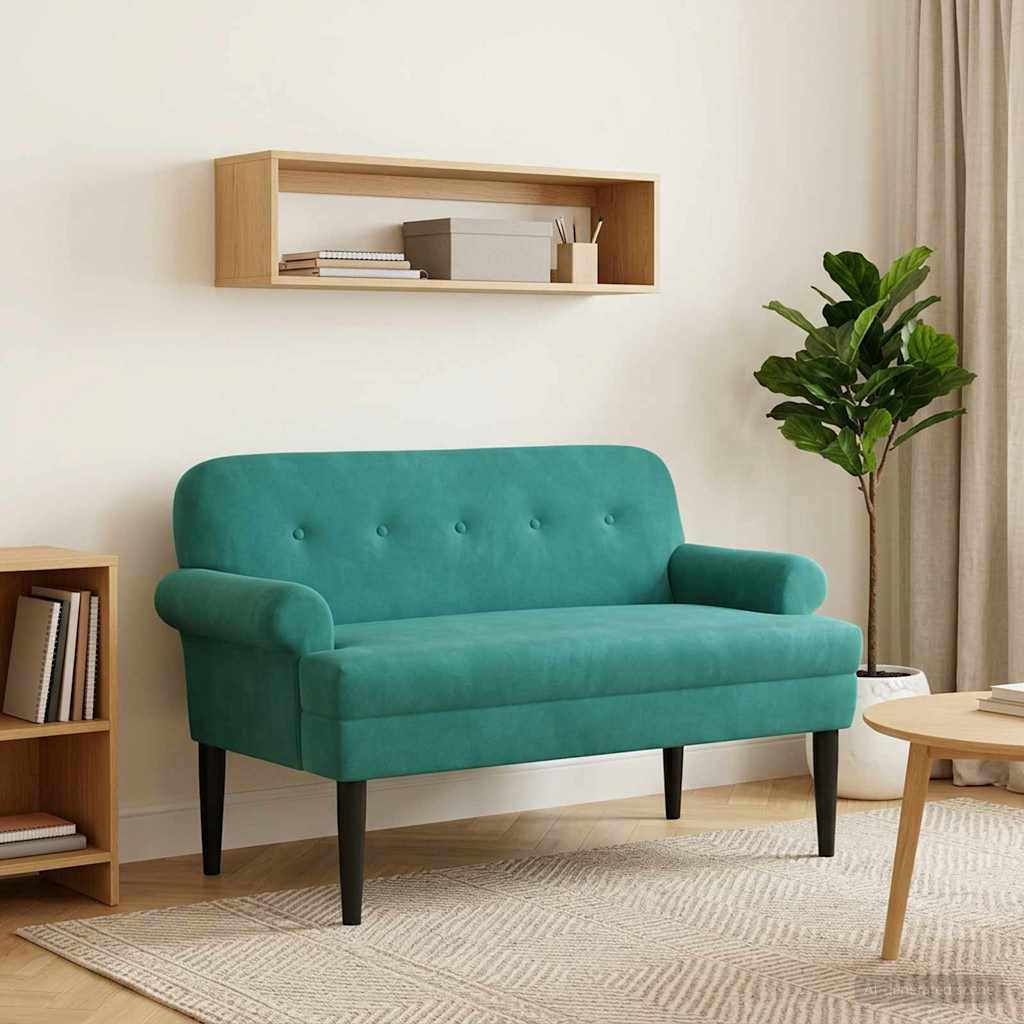vidaXL Zweisitzer mit Knopfheftung Türkis 120 x 66 x 78 cm Samt