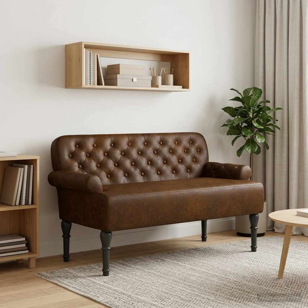 vidaXL Zweisitzer mit Knopfheftung Braun 120 x 65 x 78 cm