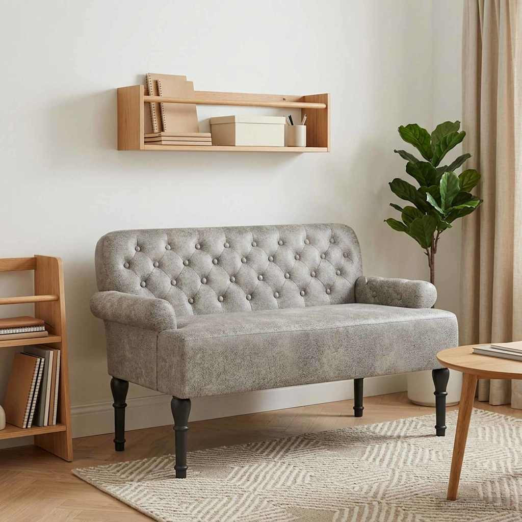 vidaXL Zweisitzer mit Knopfheftung Hellgrau 120 x 65 x 78 cm