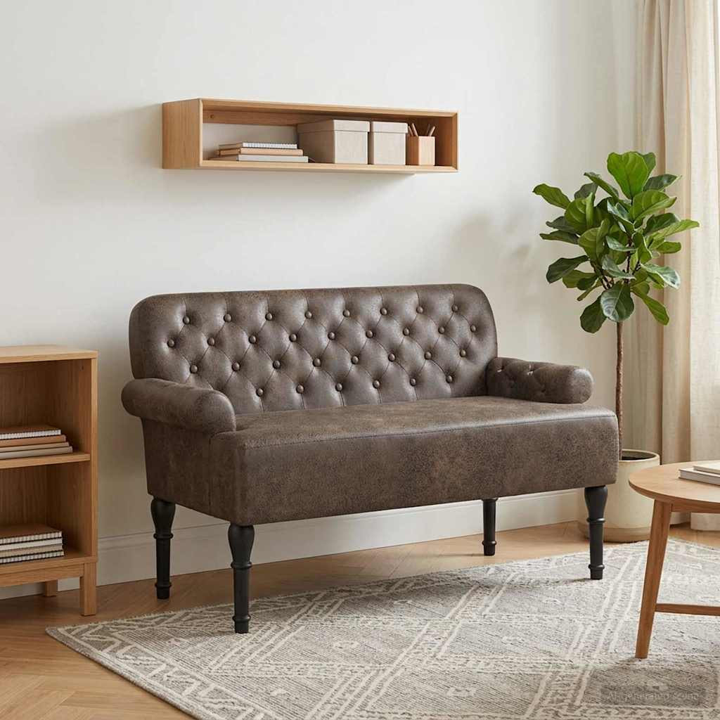 vidaXL Zweisitzer mit Knopfheftung Dunkelgrau 120 x 65 x 78 cm