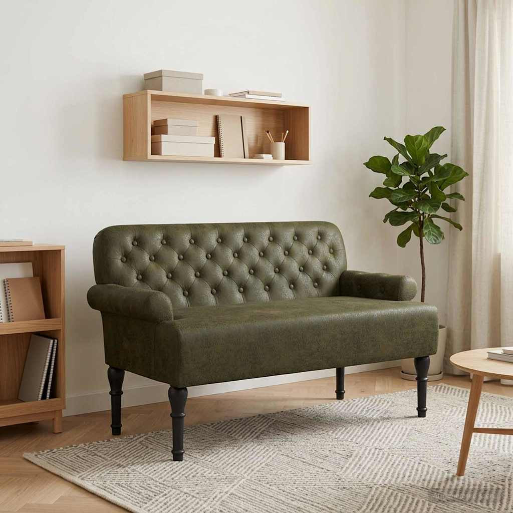 vidaXL Zweisitzer mit Knopfheftung Olivegrün 120 x 65 x 78 cm
