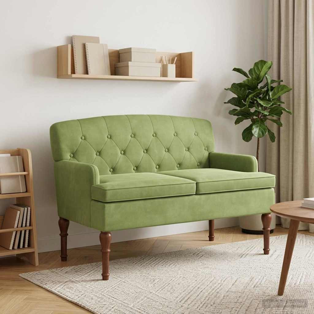 vidaXL Zweisitzer mit Knopfheftung Hellgrün 111 x 65 x 79 cm Samt