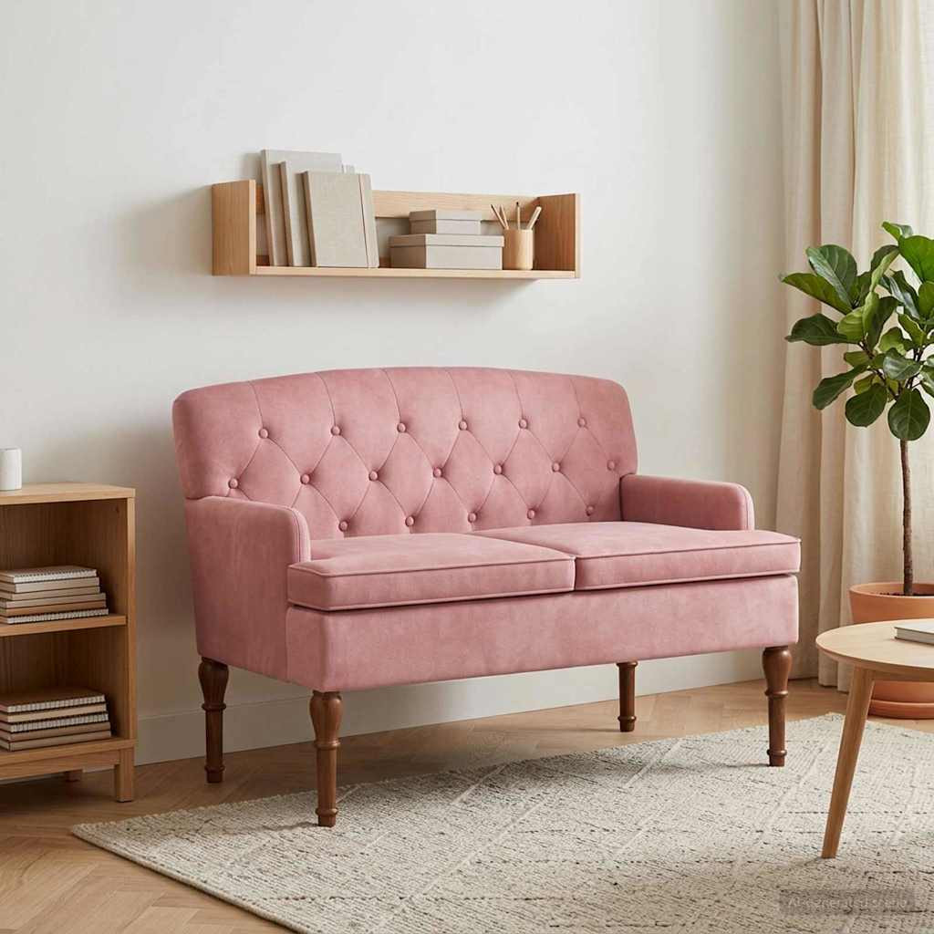 vidaXL Zweisitzer mit Knopfheftung Rosa 111 x 65 x 79 cm Samt