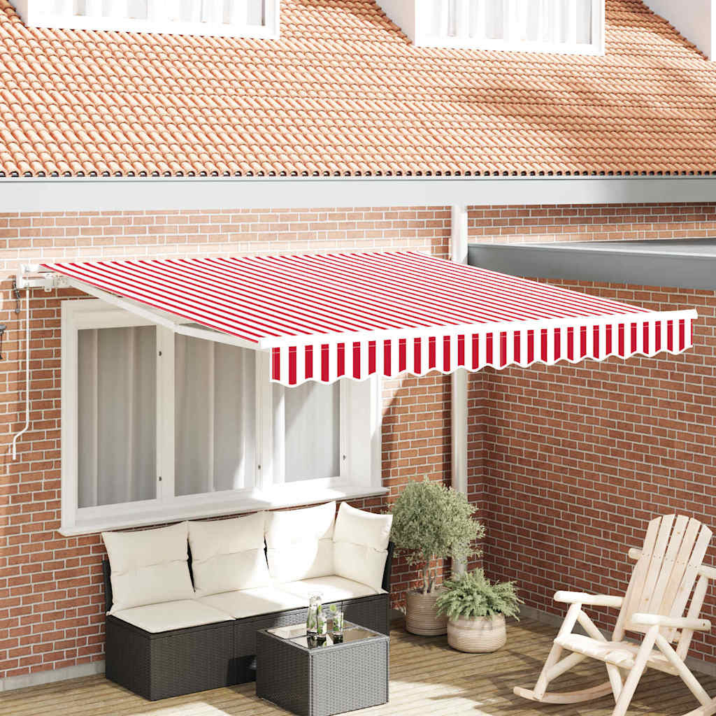 vidaXL Ausziehbare Markise Rot und Weiß 350 x 250 cm
