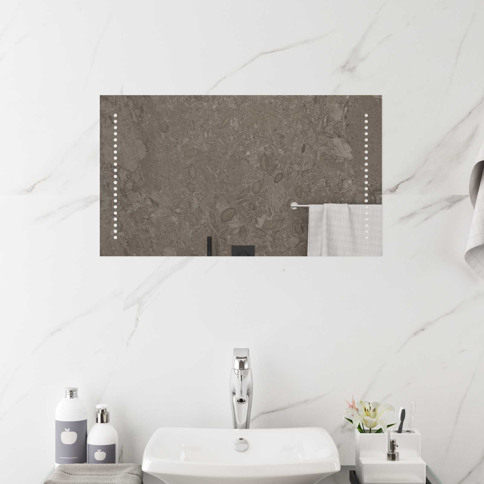 vidaXL LED-Badezimmerspiegel Transparent 70 x 40 cm Gehärtetes Glas