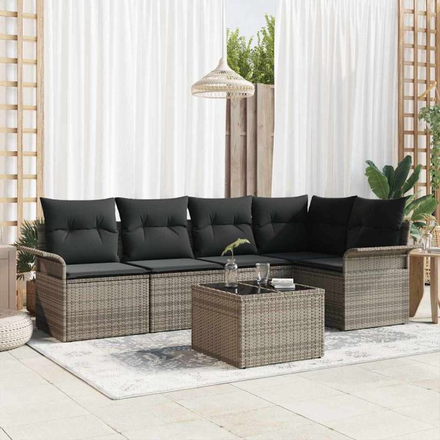 vidaXL Gartensofa-set mit Kissen 6 pcs Poly-Rattan