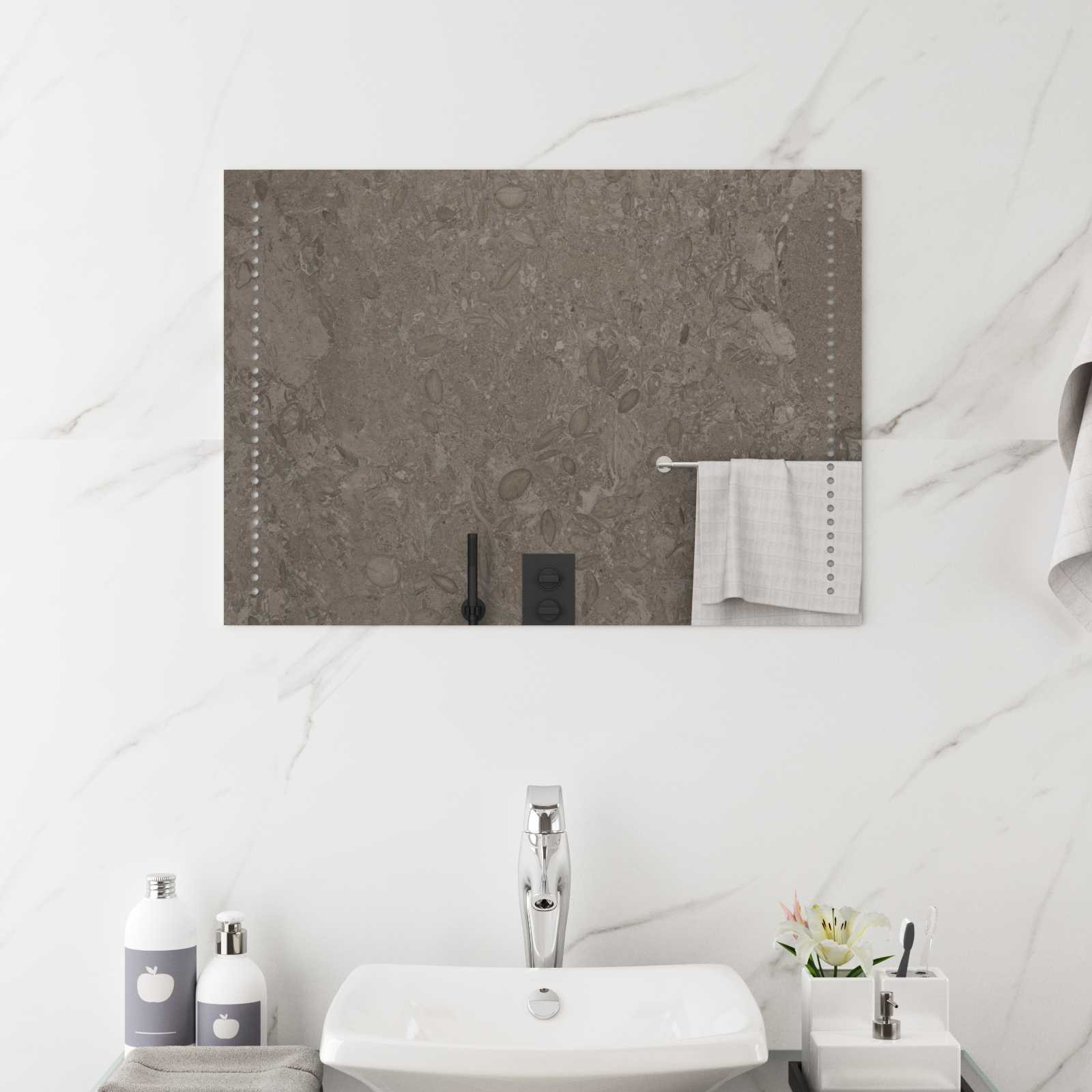 vidaXL LED-Badezimmerspiegel Transparent 70 x 50 cm Gehärtetes Glas
