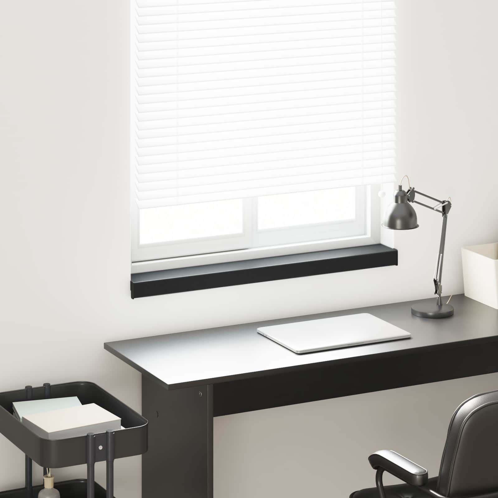 vidaXL Fensterbank Schwarz mit Holzmaserung 100 x 15 x 4,5 cm PVC