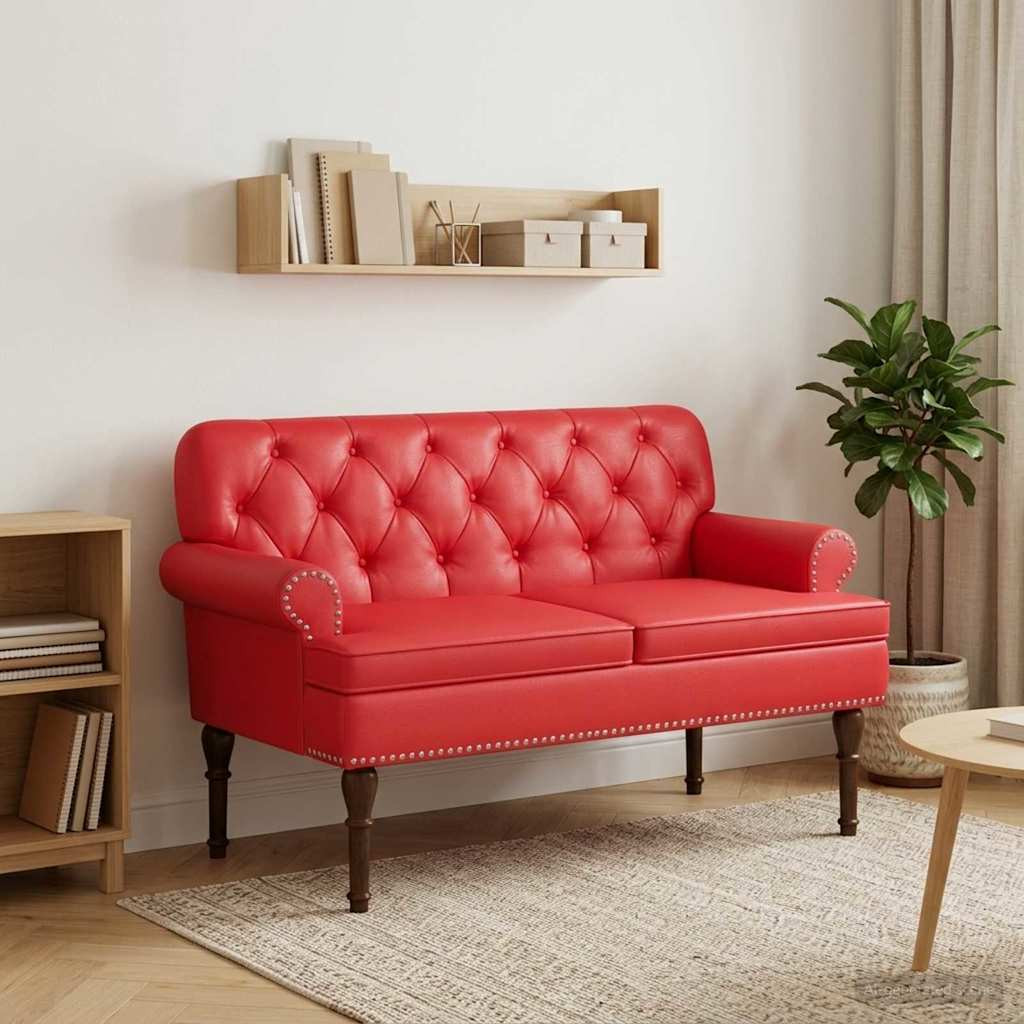 vidaXL Zweisitzer mit Knopfheftung Rot 120 x 65 x 77 cm Kunstleder