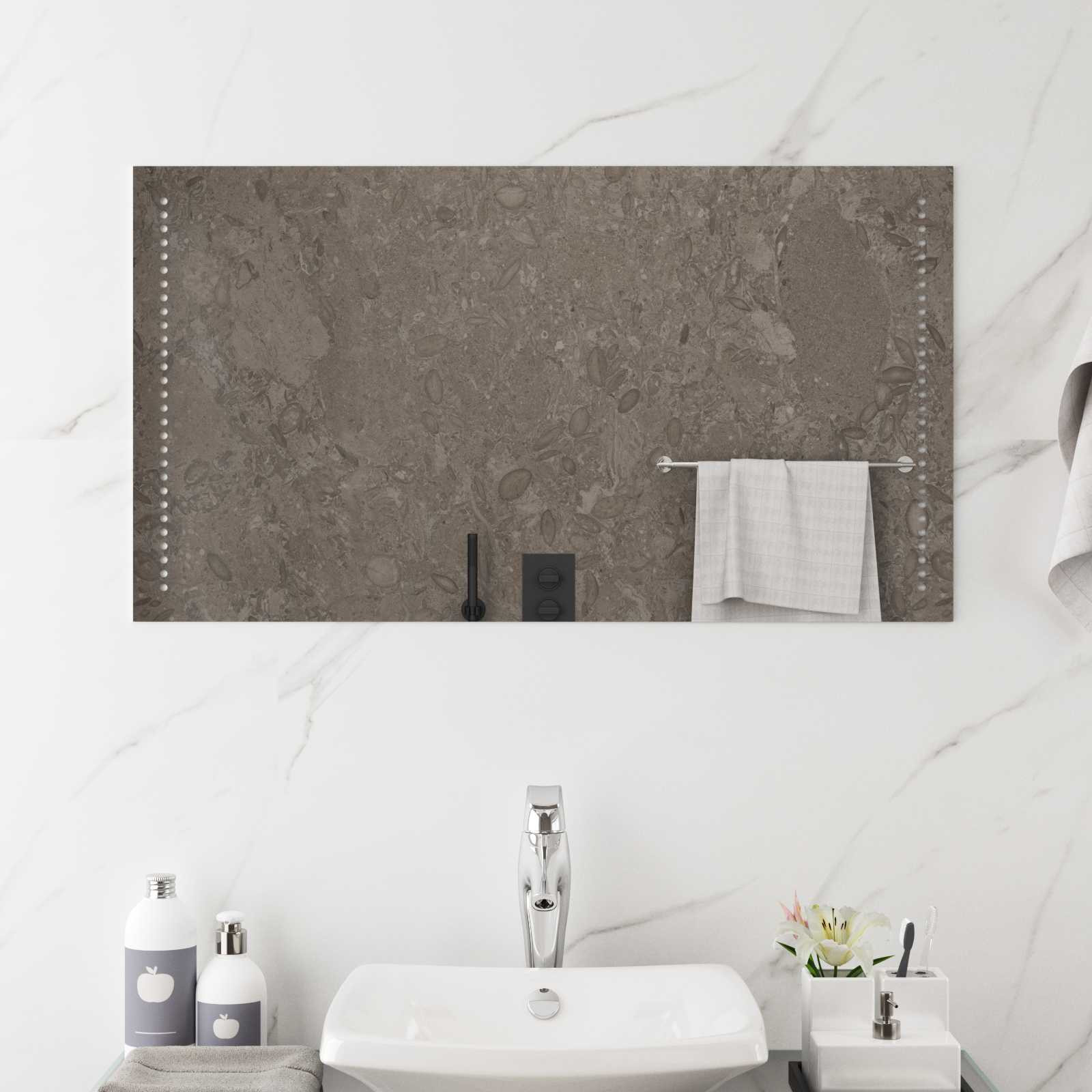 vidaXL LED-Badezimmerspiegel Transparent 90 x 50 cm Gehärtetes Glas