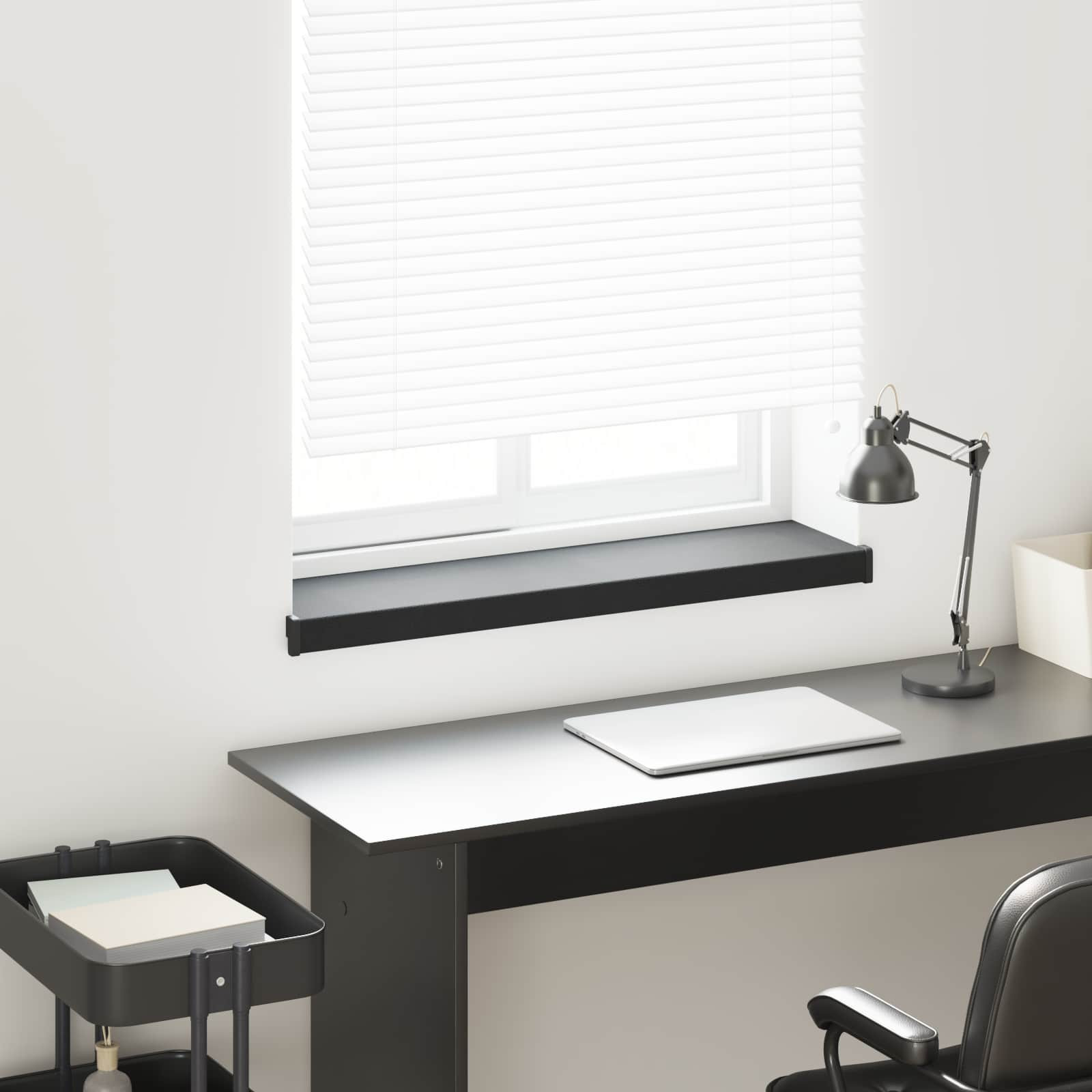vidaXL Fensterbank Schwarz mit Holzmaserung 100 x 20 x 4,5 cm PVC
