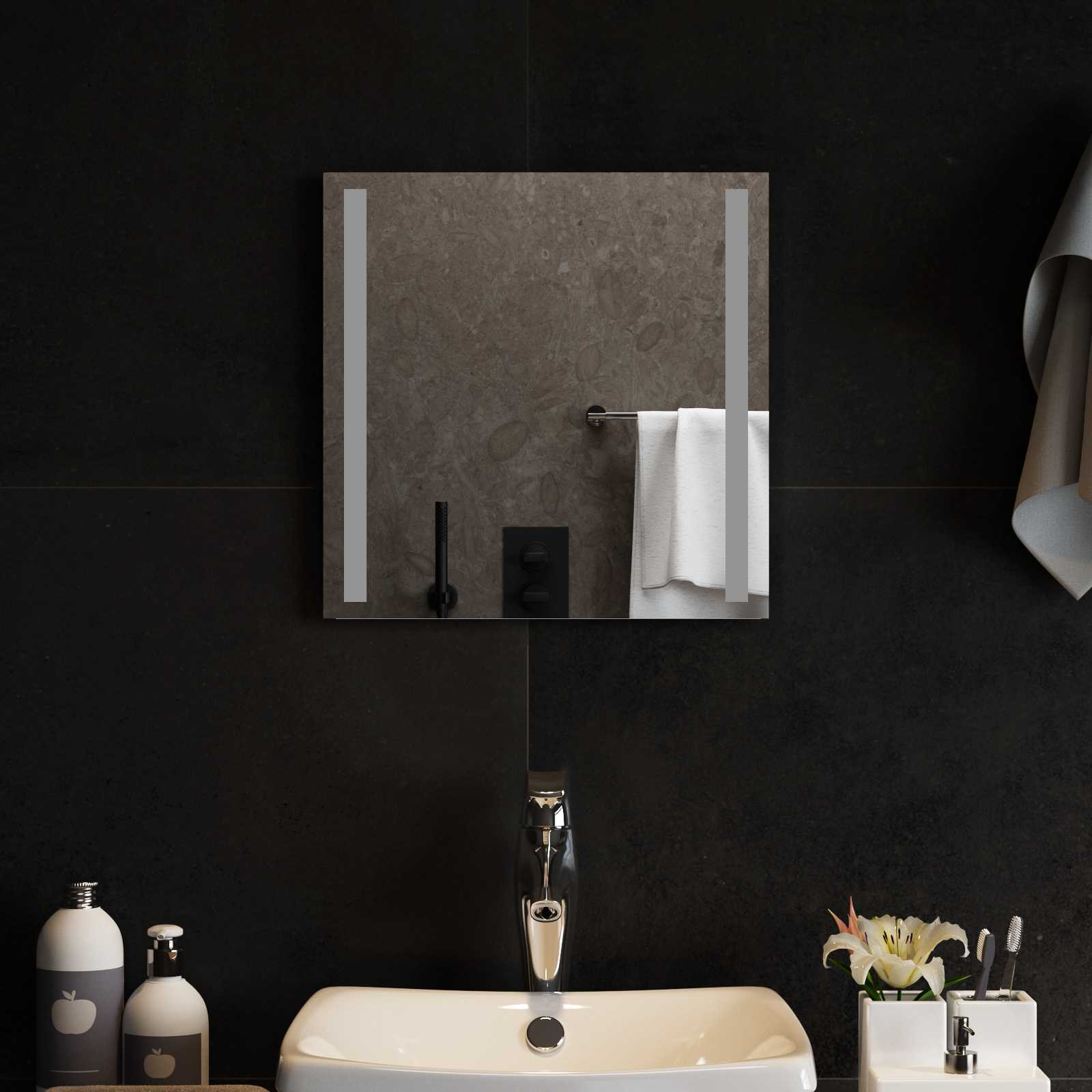 vidaXL LED-Badezimmerspiegel Transparent 40 x 40 cm Gehärtetes Glas