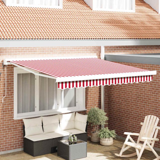 vidaXL Ausziehbare Markise Rot und Weiß 300 x 250 x 165 cm