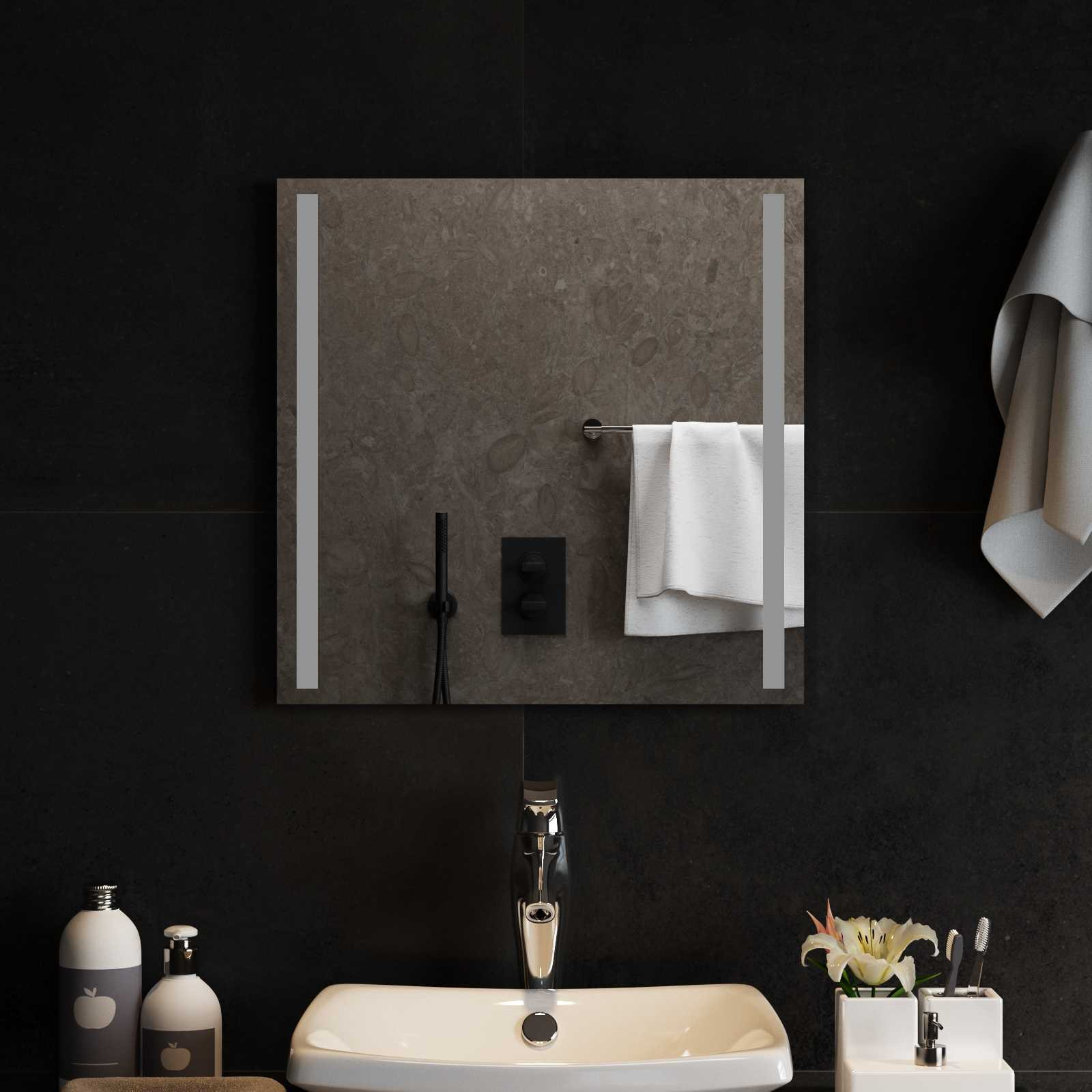 vidaXL LED-Badezimmerspiegel Transparent 50 x 50 cm Gehärtetes Glas