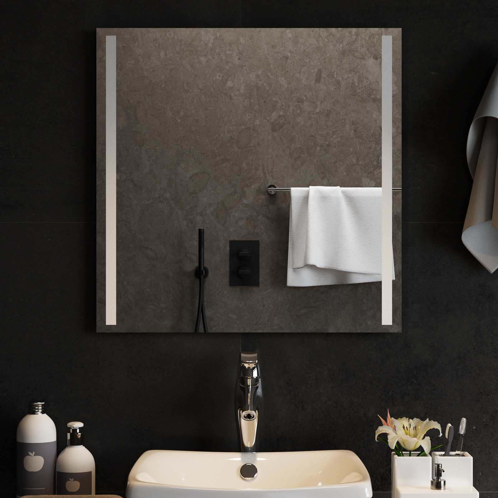 vidaXL LED-Badezimmerspiegel Transparent 60 x 60 cm Gehärtetes Glas