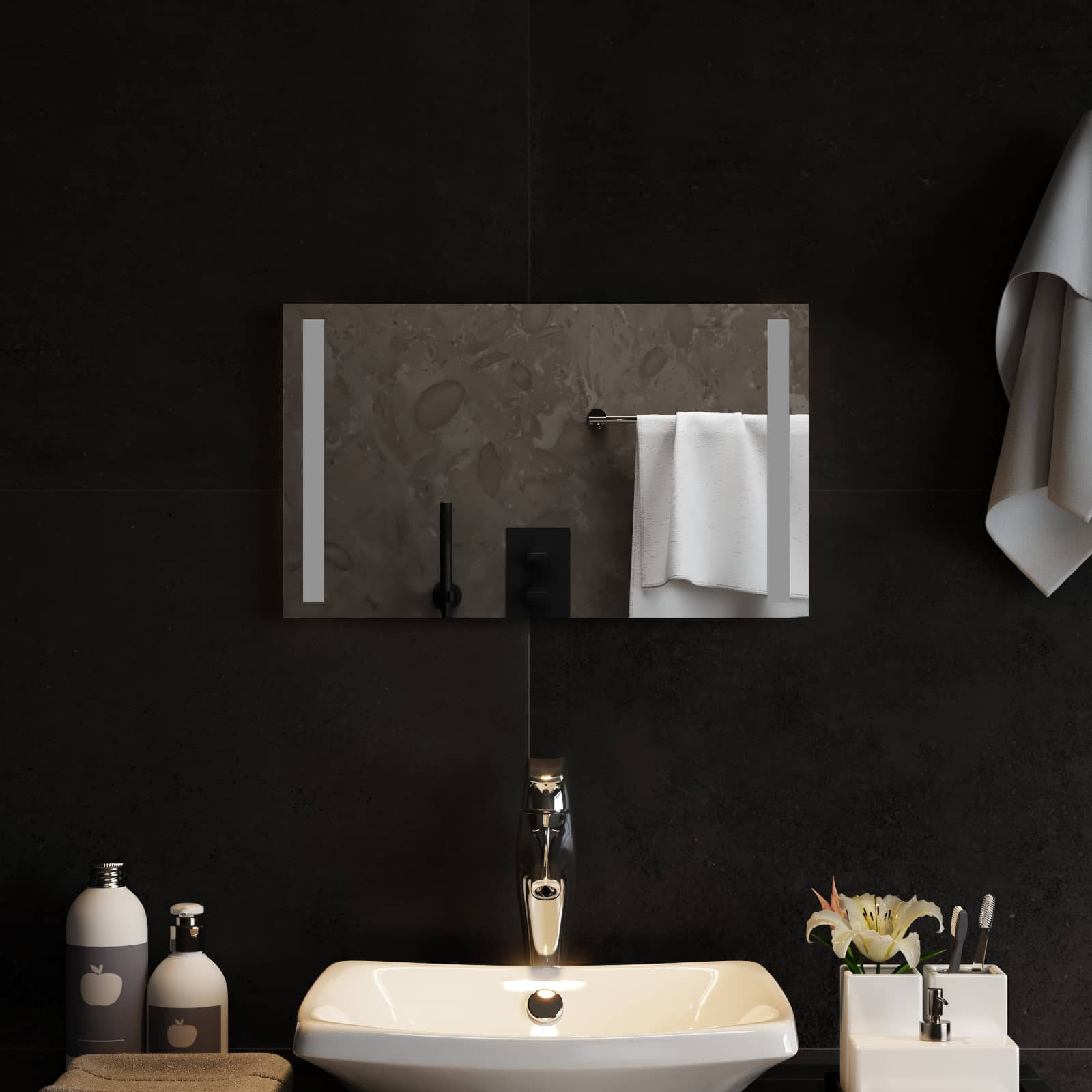 vidaXL LED-Badezimmerspiegel Transparent 50 x 30 cm Gehärtetes Glas