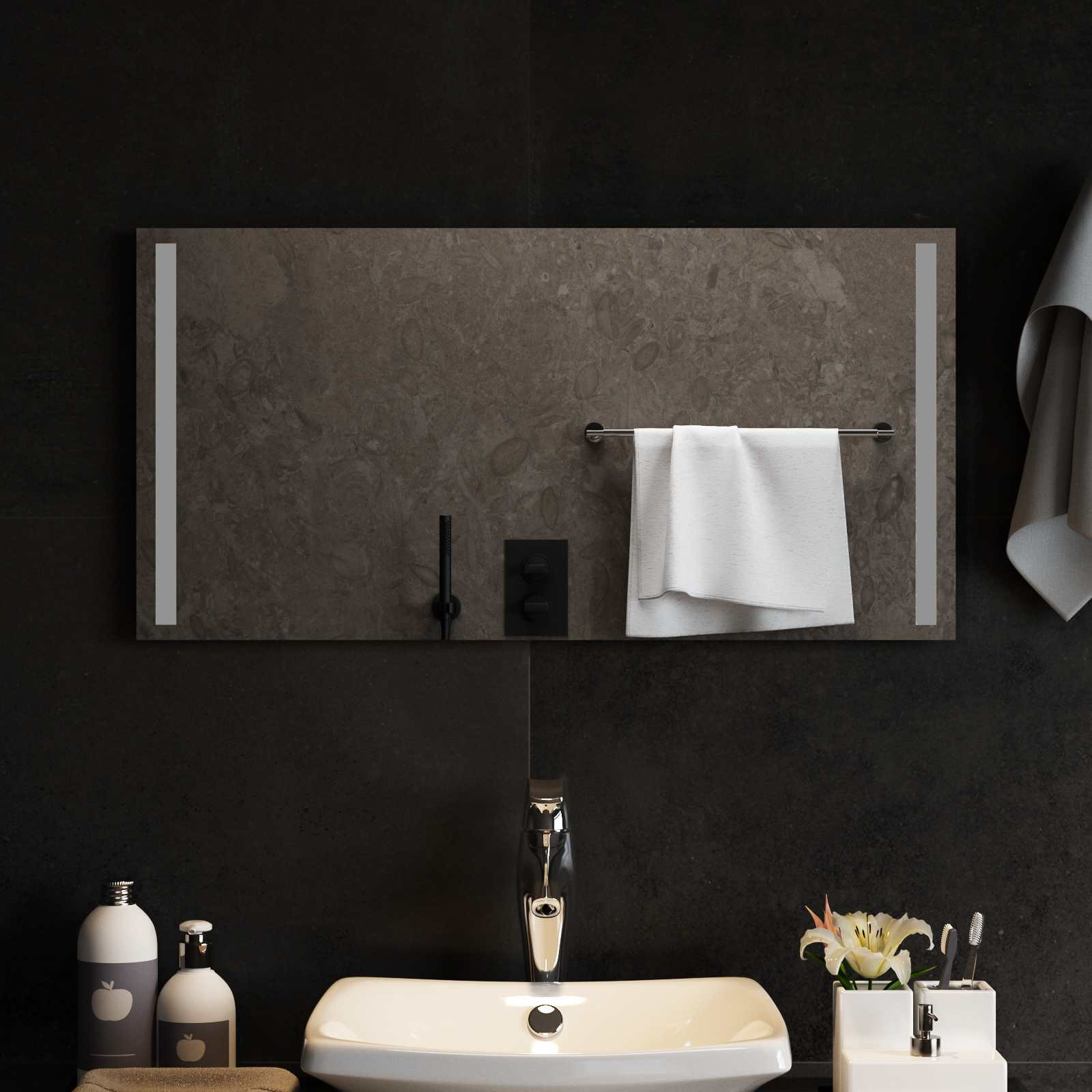 vidaXL LED-Badezimmerspiegel Transparent 80 x 40 cm Gehärtetes Glas