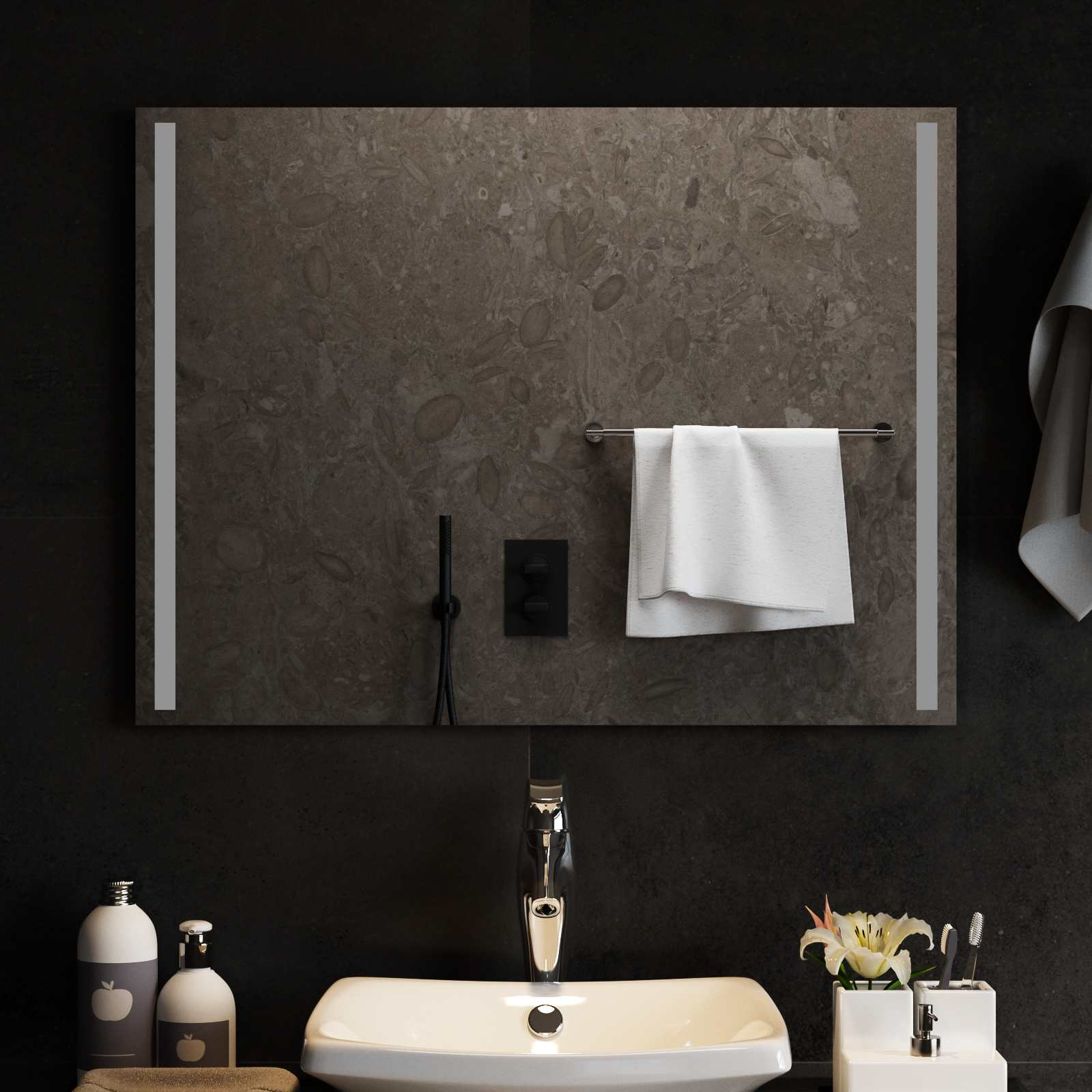 vidaXL LED-Badezimmerspiegel Transparent 80 x 60 cm Gehärtetes Glas