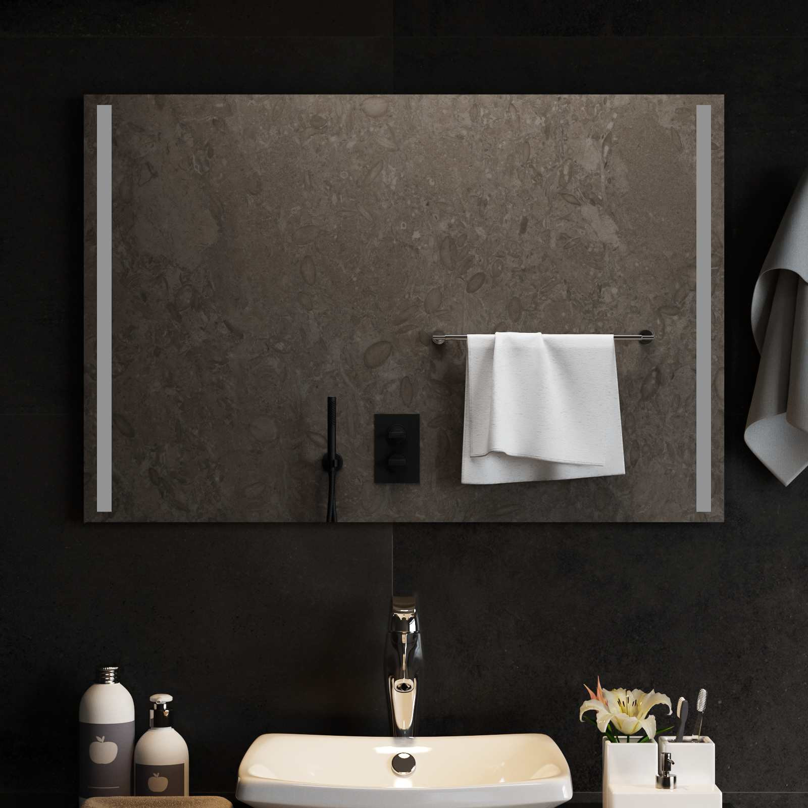 vidaXL LED-Badezimmerspiegel Transparent 90 x 60 cm Gehärtetes Glas