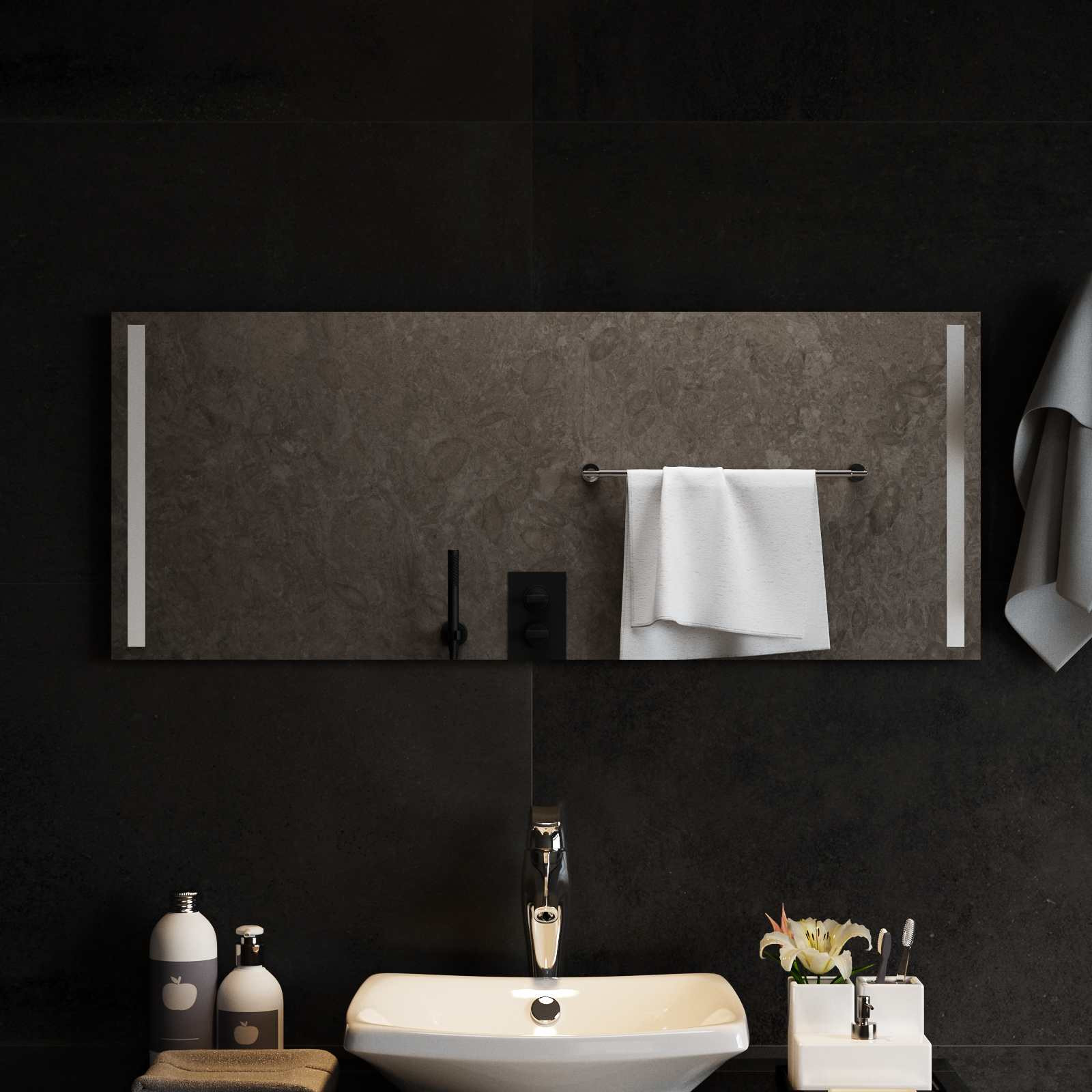 vidaXL LED-Badezimmerspiegel Transparent 100 x 40 cm Gehärtetes Glas