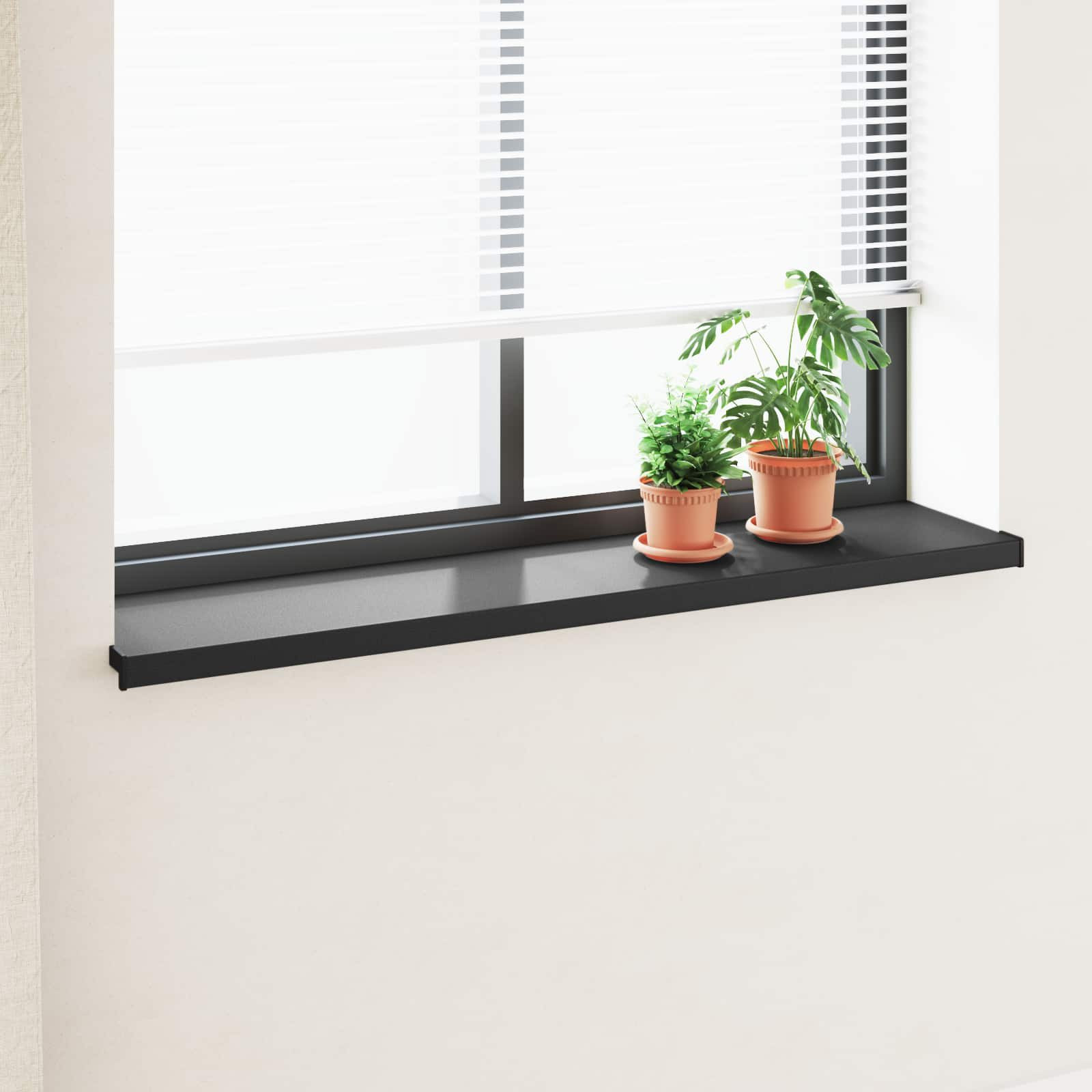 vidaXL Fensterbank Schwarz mit Holzmaserung 160 x 30 x 4,5 cm PVC