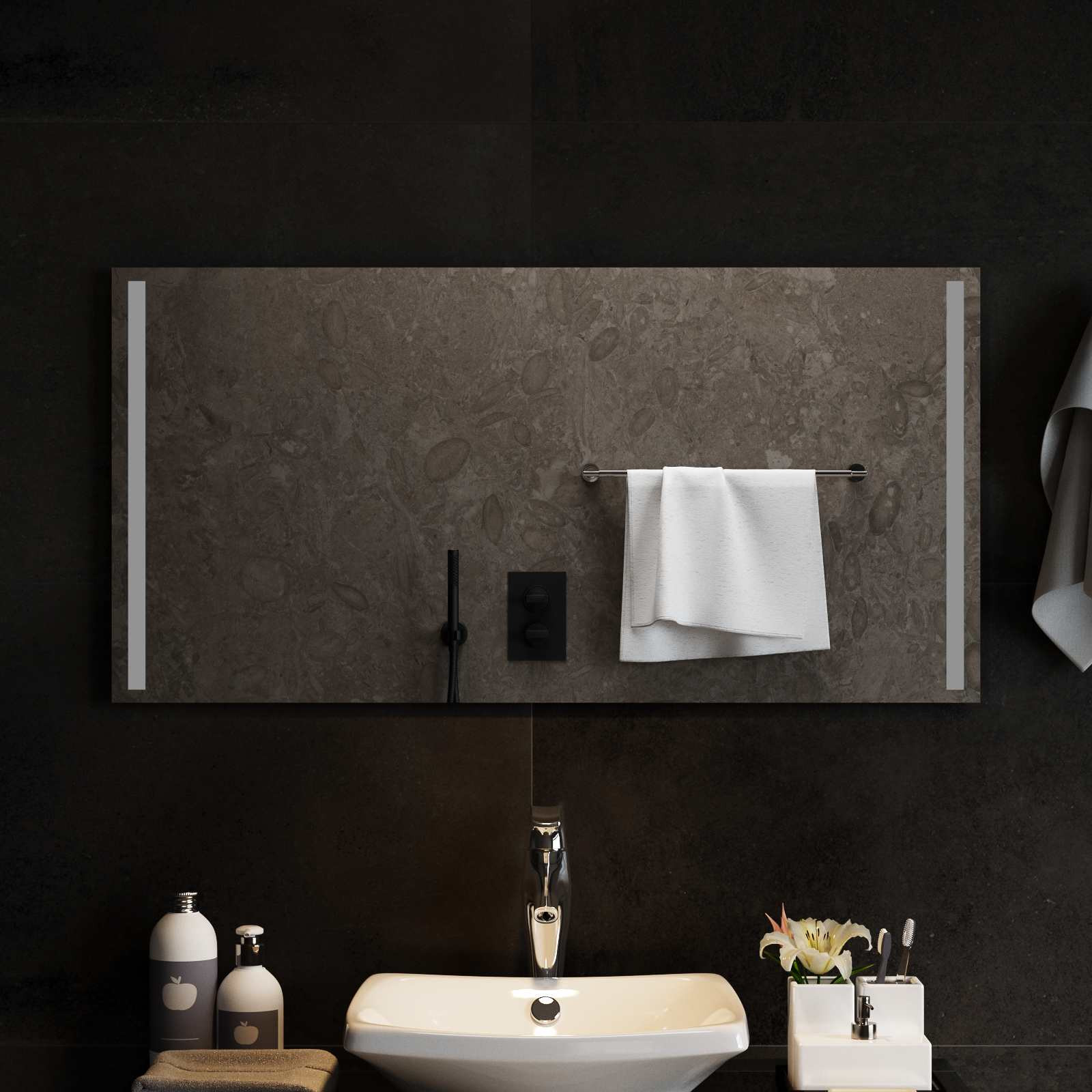 vidaXL LED-Badezimmerspiegel Transparent 100 x 50 cm Gehärtetes Glas