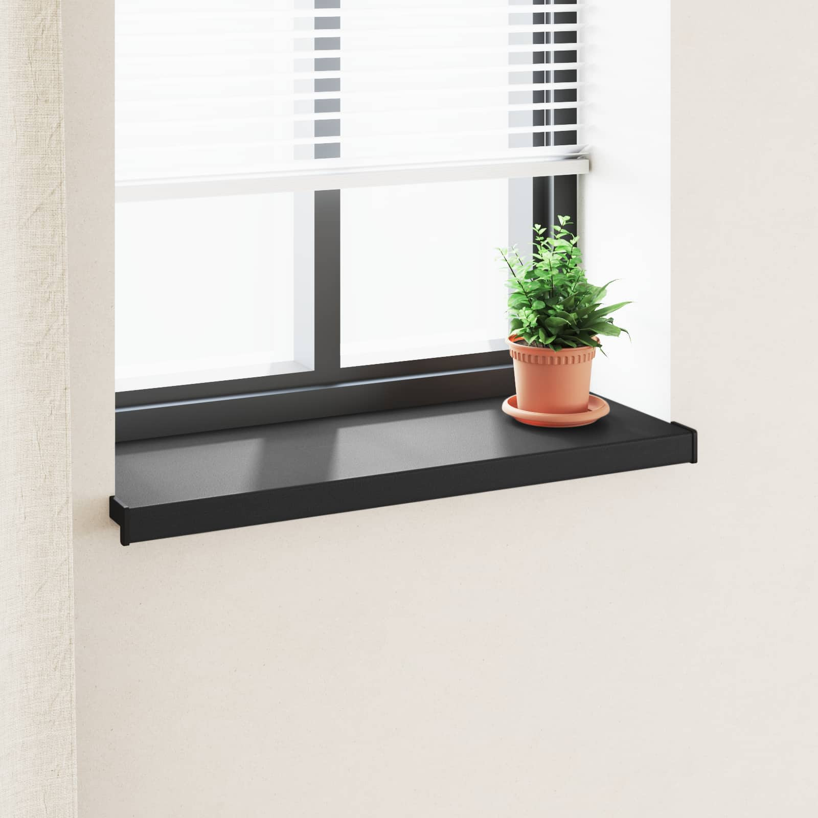vidaXL Fensterbank Schwarz mit Holzmaserung 100 x 35 x 4,5 cm PVC