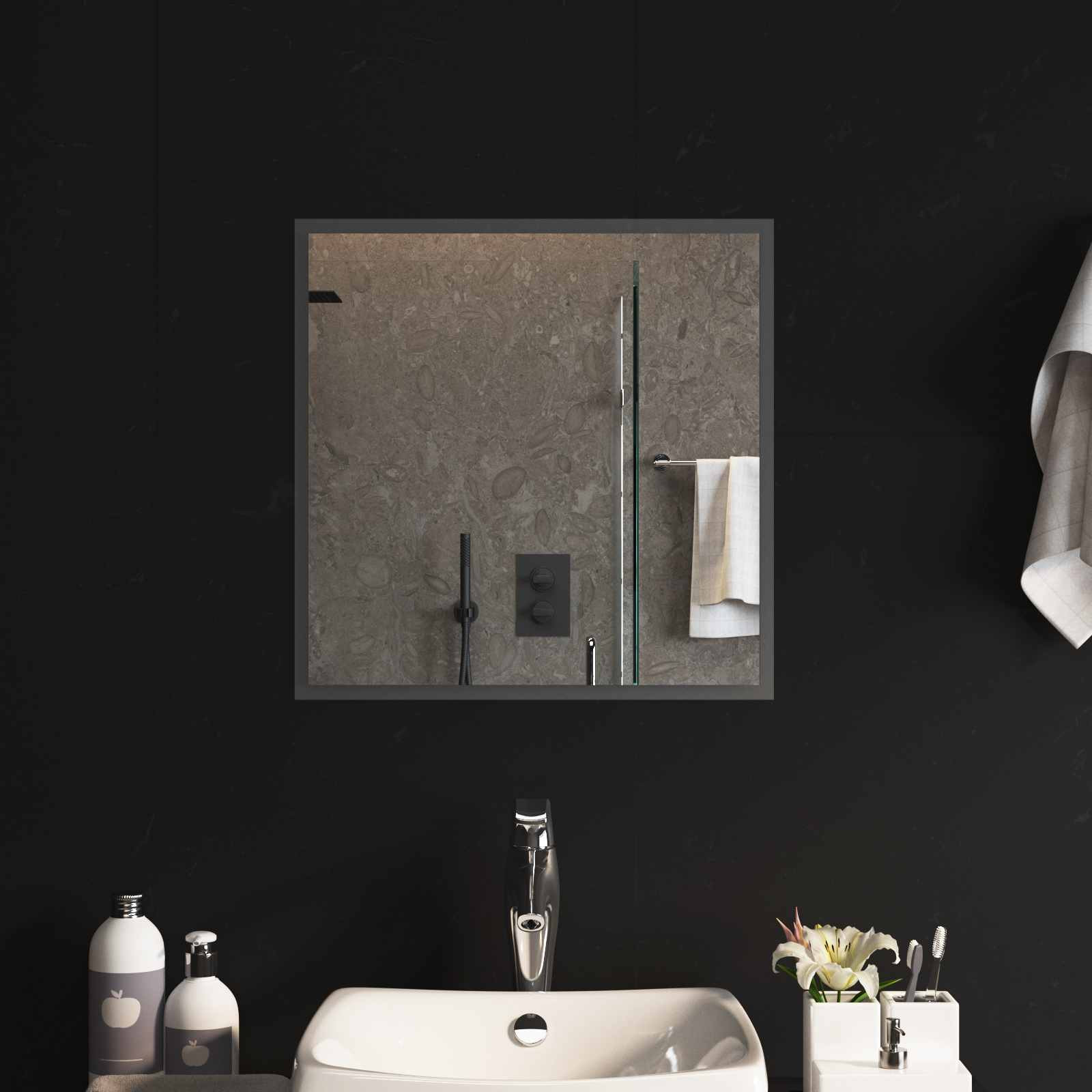 vidaXL LED-Badezimmerspiegel Transparent 50 x 50 cm Gehärtetes Glas