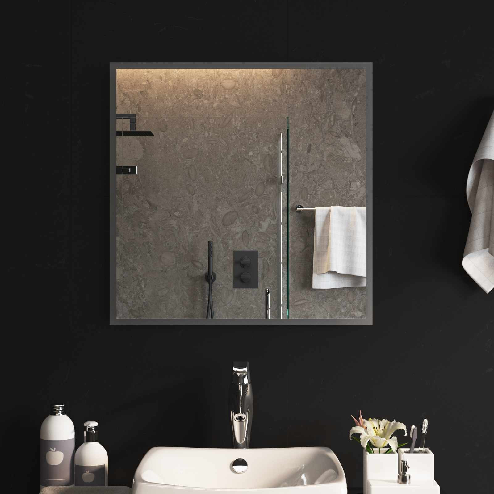 vidaXL LED-Badezimmerspiegel Transparent 60 x 60 cm Gehärtetes Glas