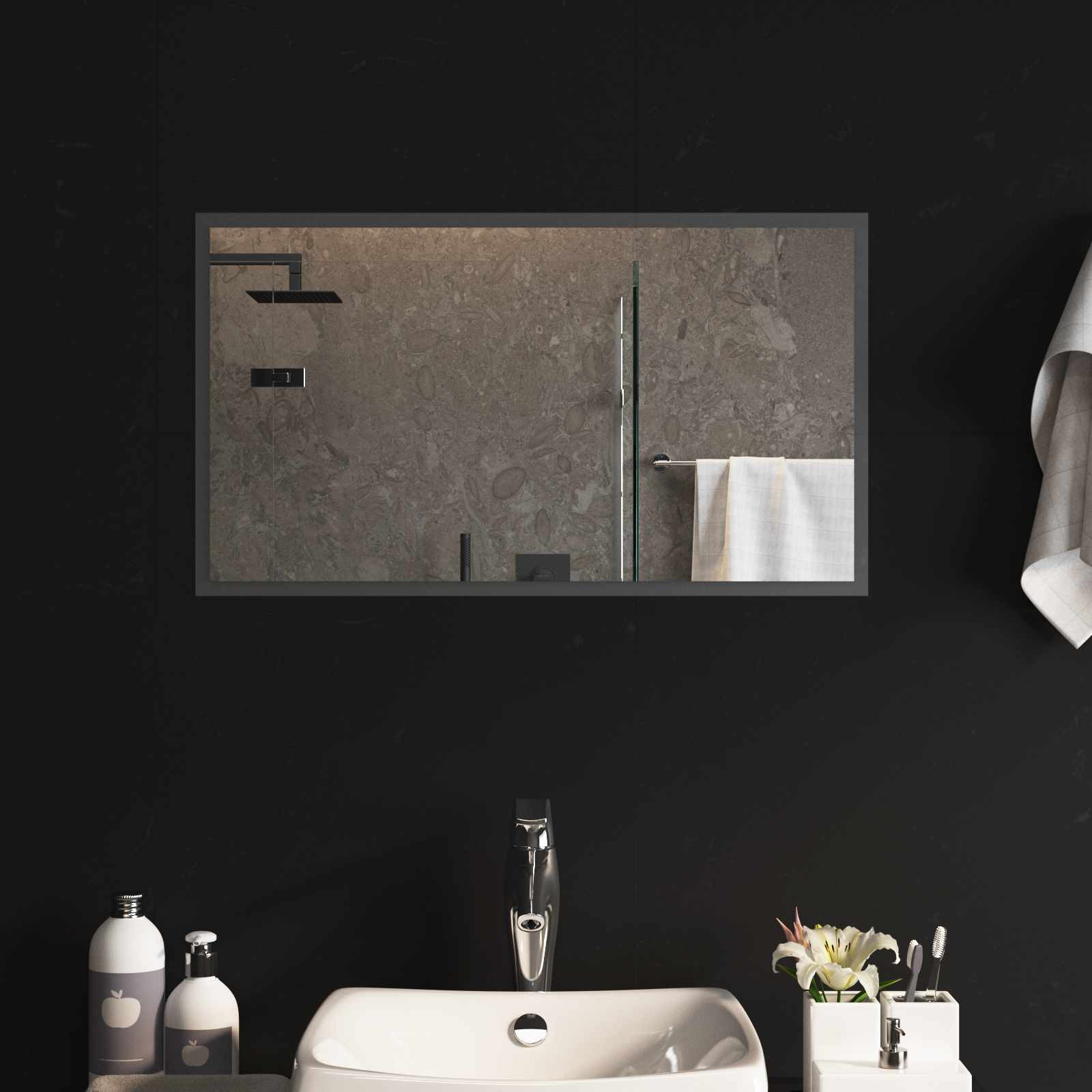 vidaXL LED-Badezimmerspiegel Transparent 70 x 40 cm Gehärtetes Glas
