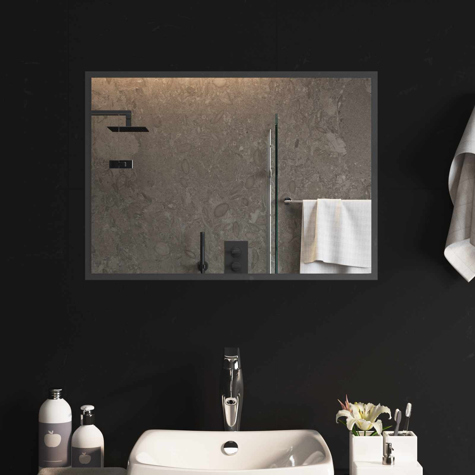 vidaXL LED-Badezimmerspiegel Transparent 70 x 50 cm Gehärtetes Glas