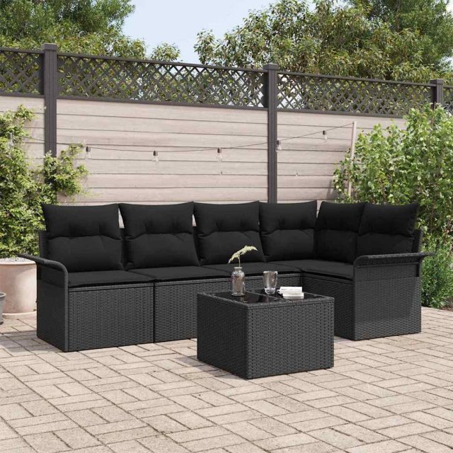 vidaXL Gartensofa-set mit Kissen 6 pcs Poly-Rattan