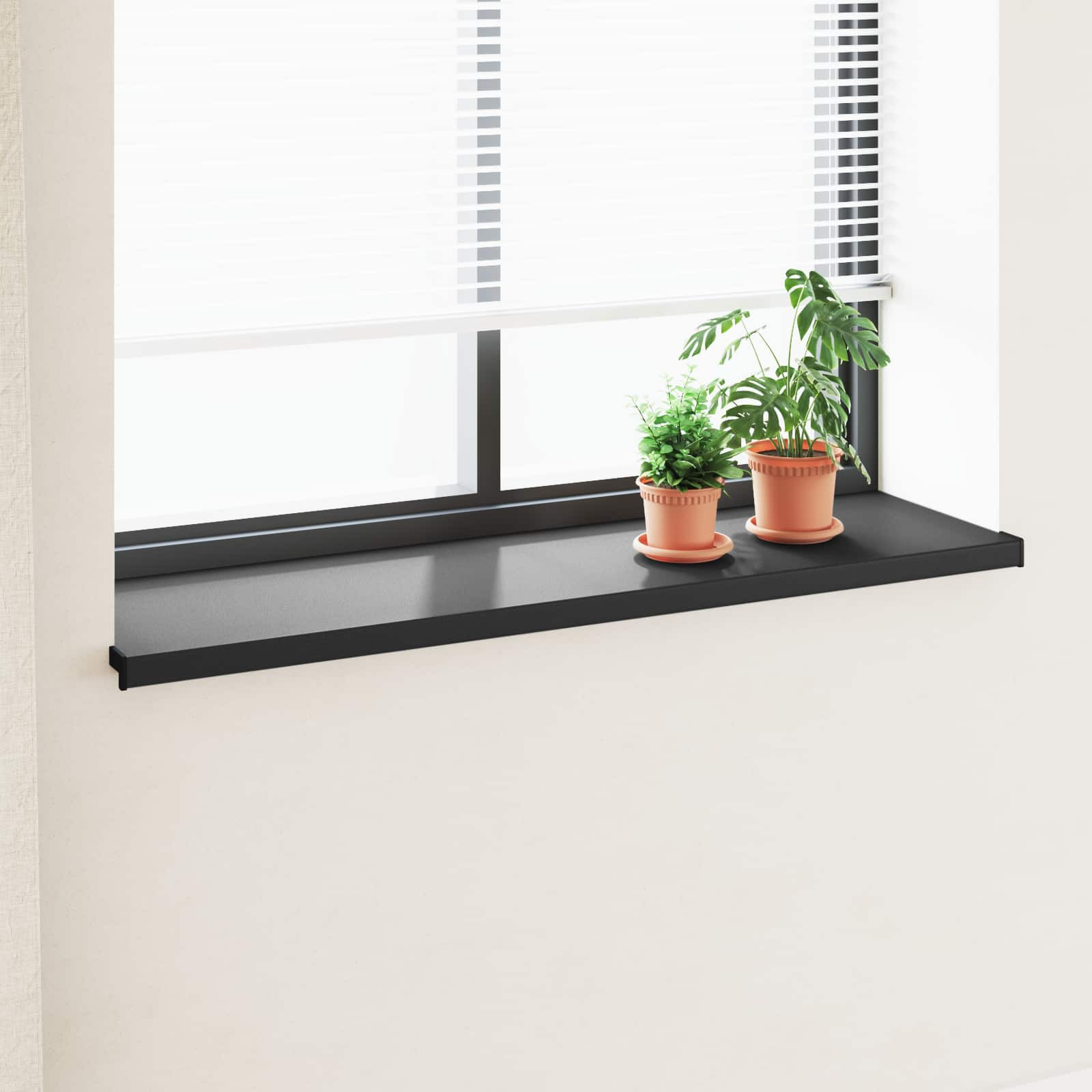 vidaXL Fensterbank Schwarz mit Holzmaserung 120 x 40 x 4,5 cm PVC