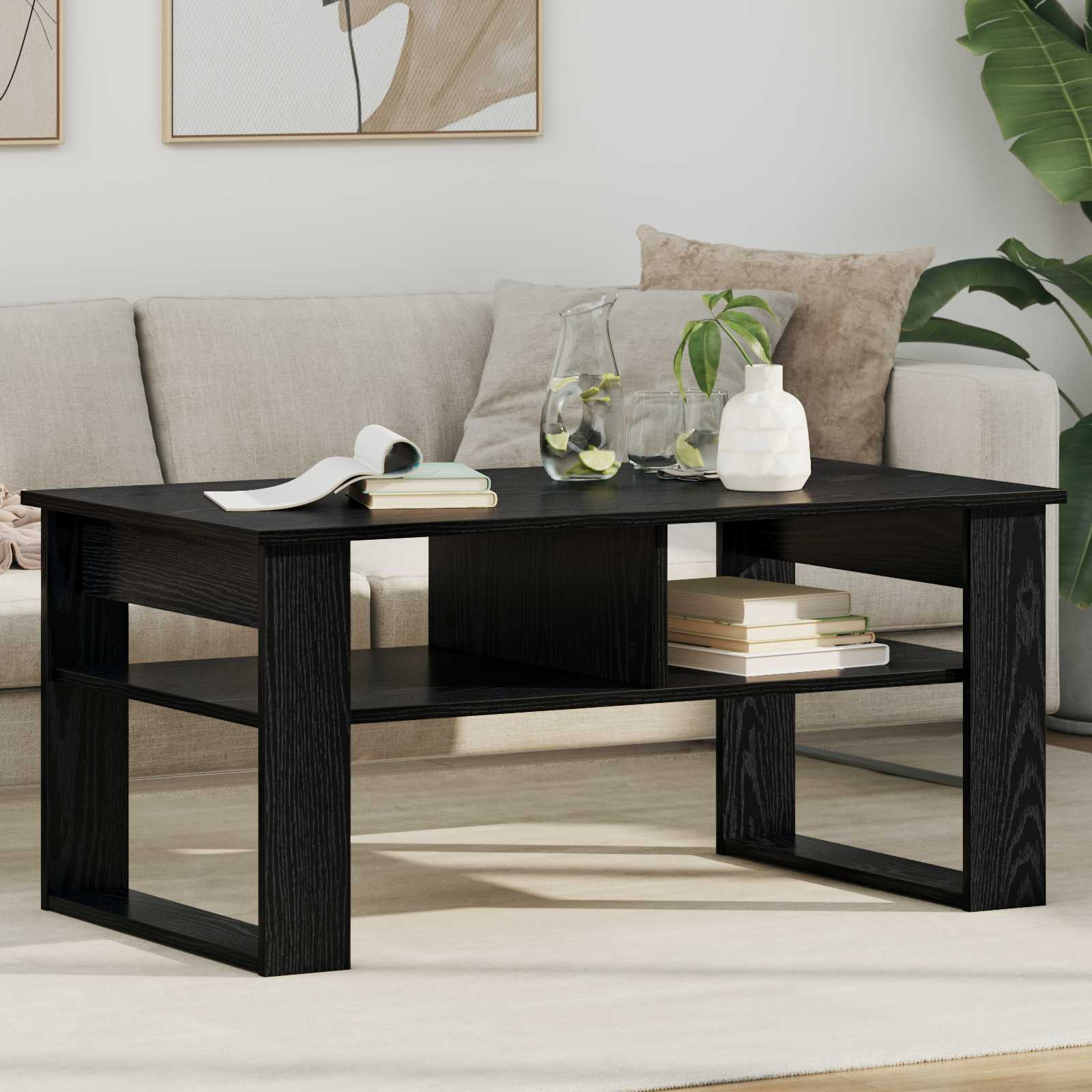 vidaXL Couchtisch Schwarz Eichen-Optik 96 x 54 x 44 cm Holzwerkstoff