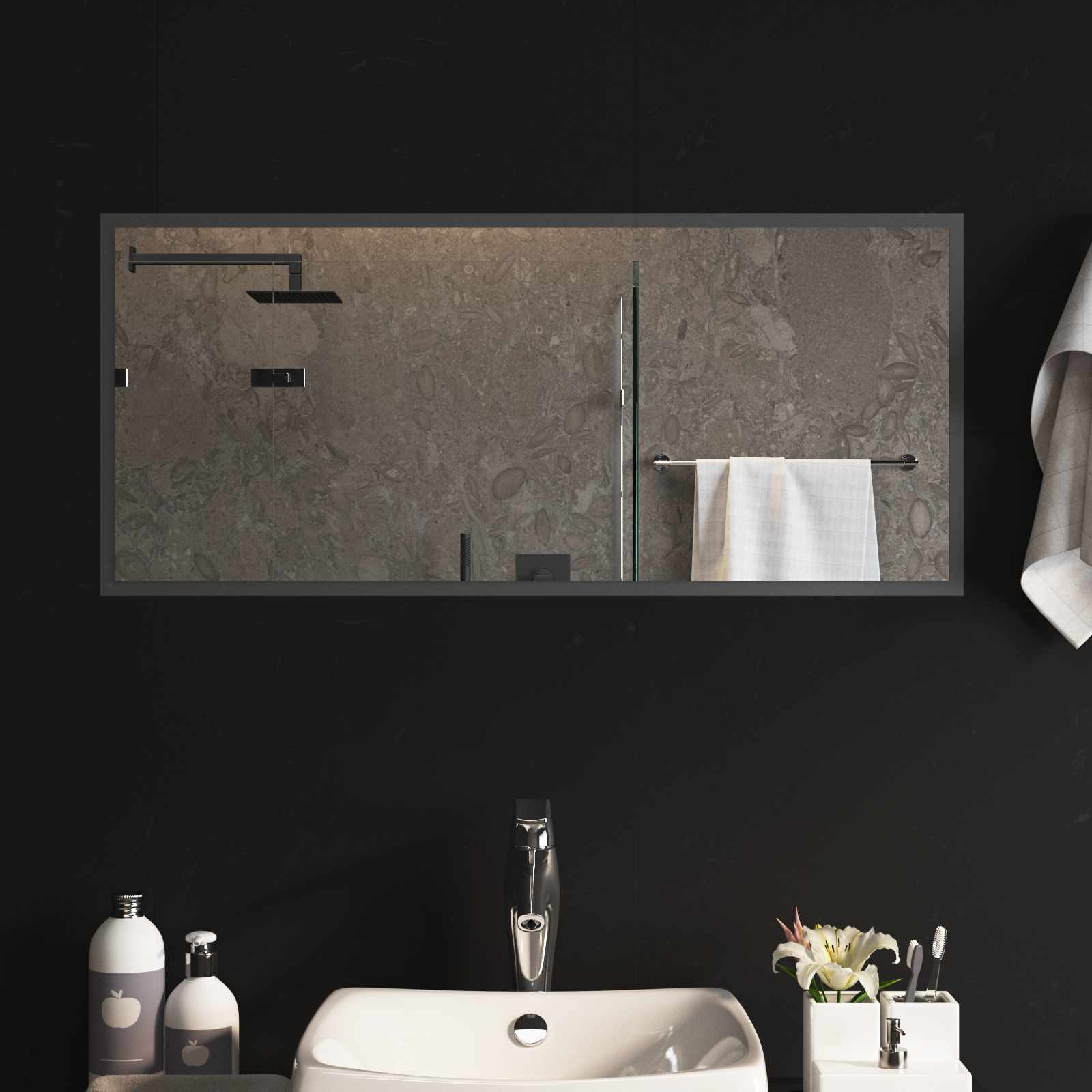 vidaXL LED-Badezimmerspiegel Transparent 90 x 40 cm Gehärtetes Glas