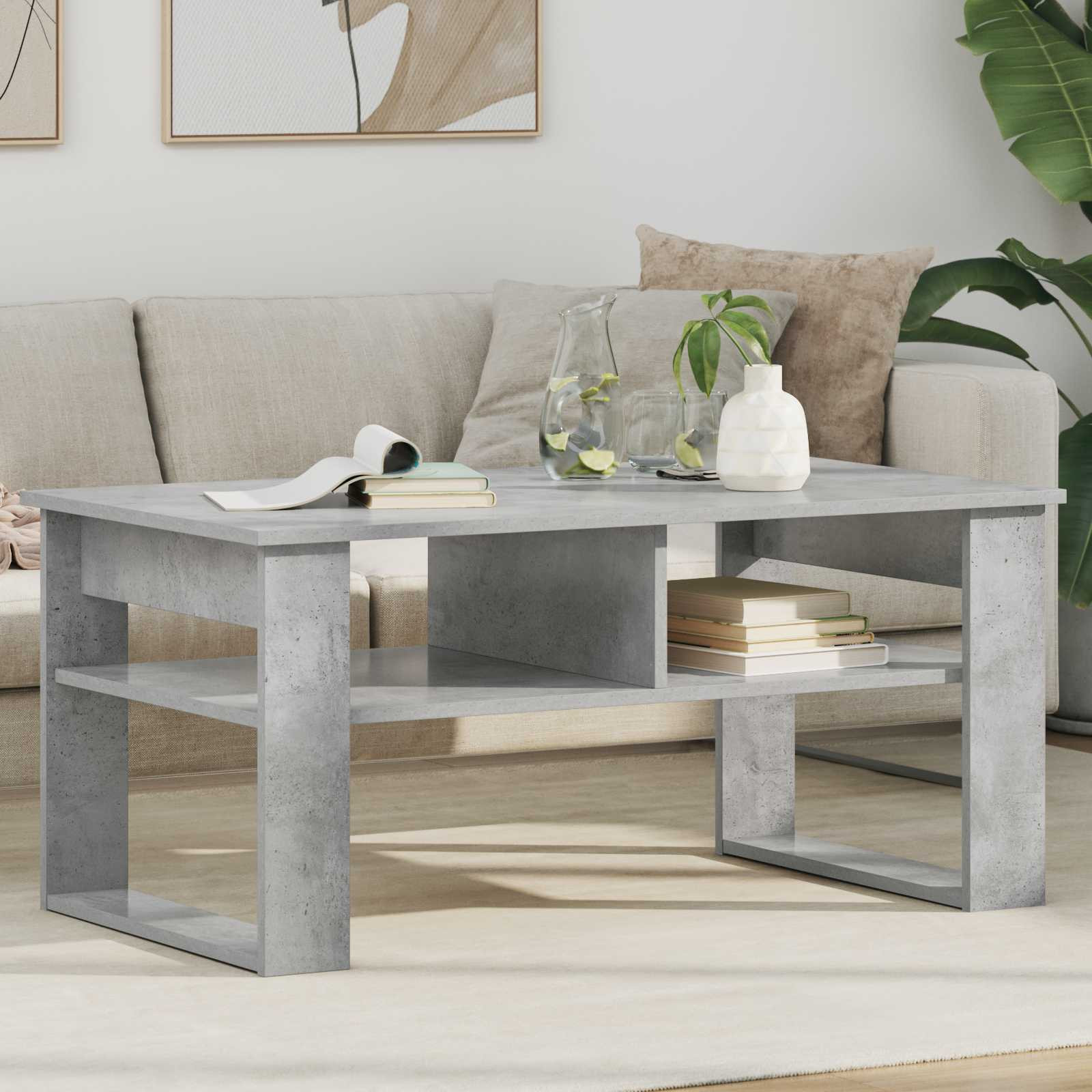 vidaXL Couchtisch Beton Grau 96 x 54 x 44 cm Holzwerkstoff