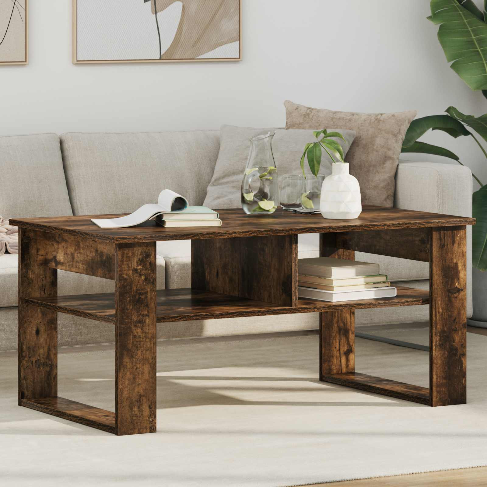 vidaXL Couchtisch Geräucherte Eiche 96 x 54 x 44 cm Holzwerkstoff