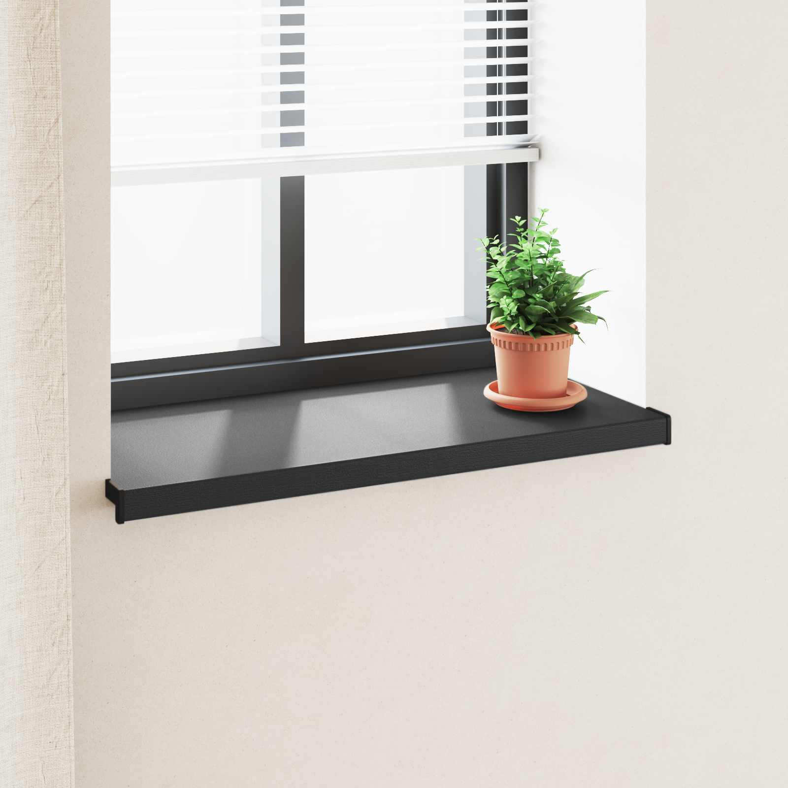 vidaXL Fensterbank Schwarz mit Holzmaserung 100 x 45 x 4,5 cm PVC