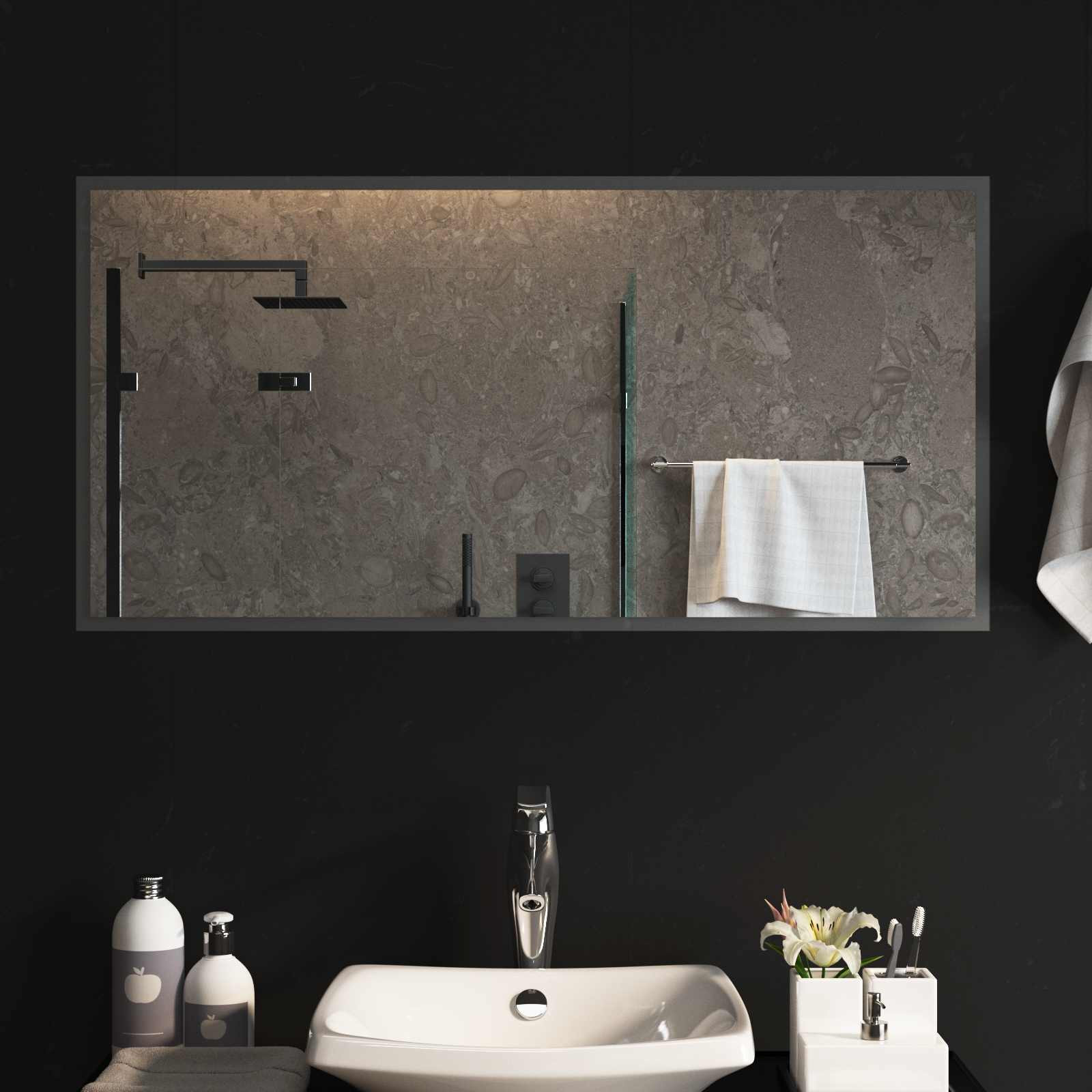 vidaXL LED-Badezimmerspiegel Transparent 100 x 50 cm Gehärtetes Glas