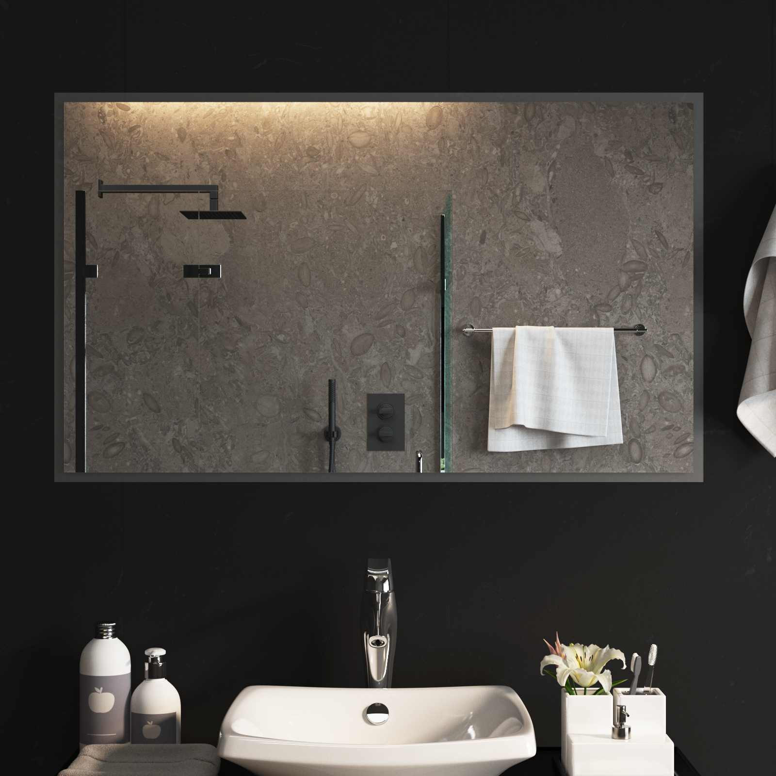 vidaXL LED-Badezimmerspiegel Transparent 100 x 60 cm Gehärtetes Glas