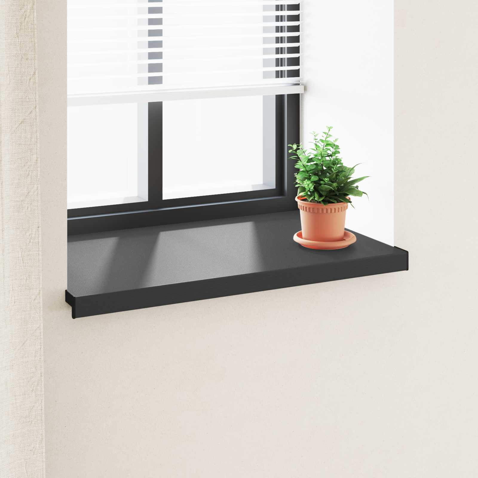 vidaXL Fensterbank Schwarz mit Holzmaserung 80 x 50 x 4,5 cm PVC